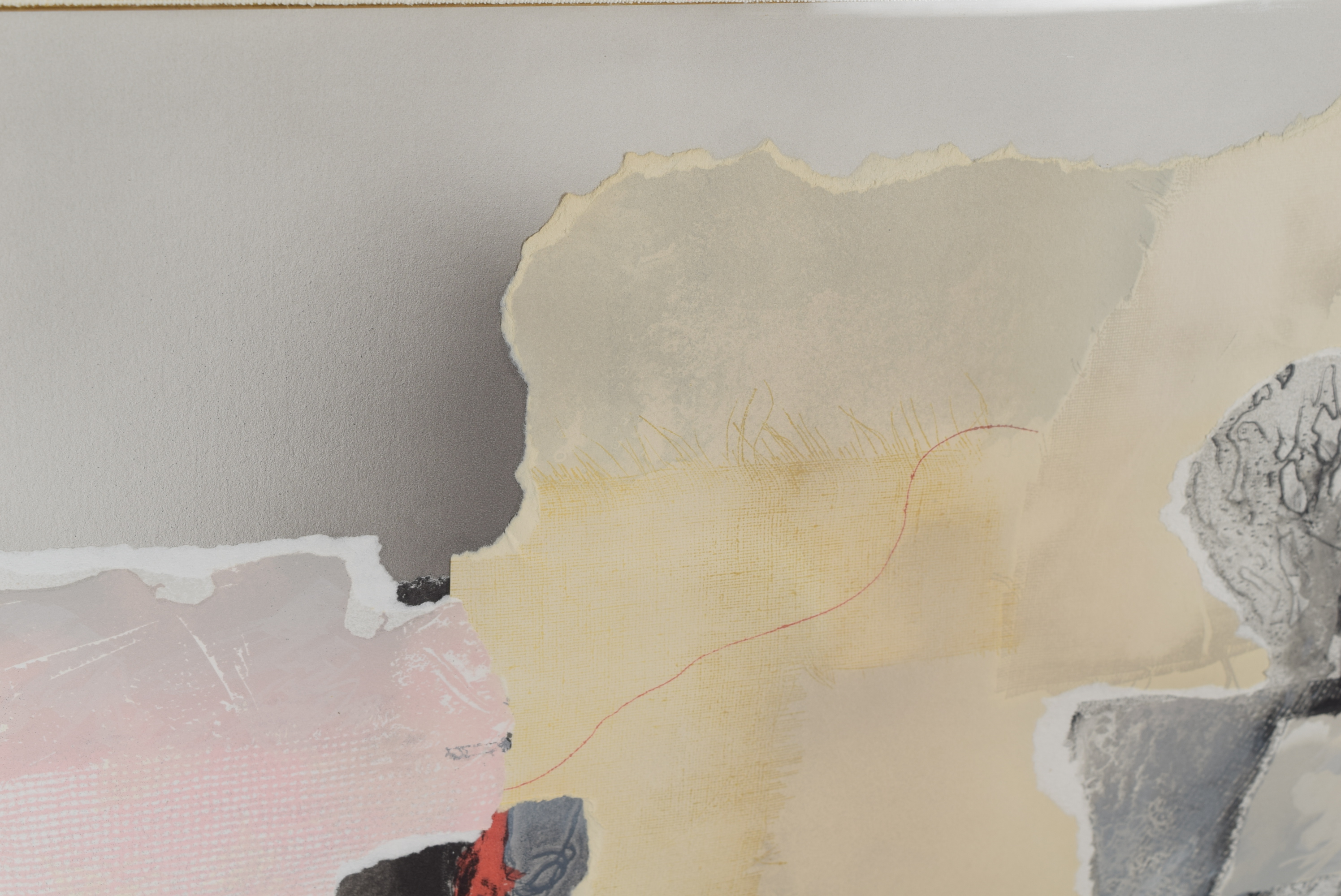 Laszlo Dus Signed Original Torn Lithograph Collage "Ablak VIII"