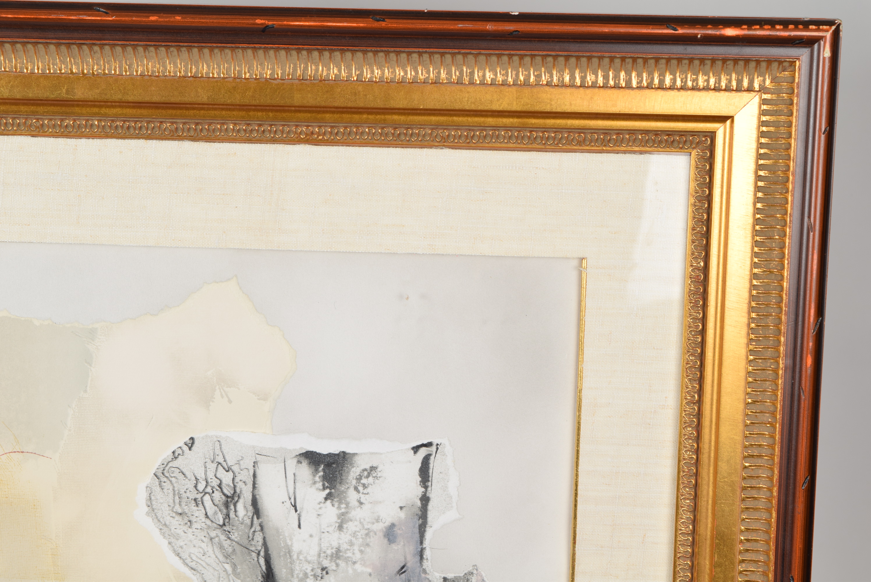 Laszlo Dus Signed Original Torn Lithograph Collage "Ablak VIII"