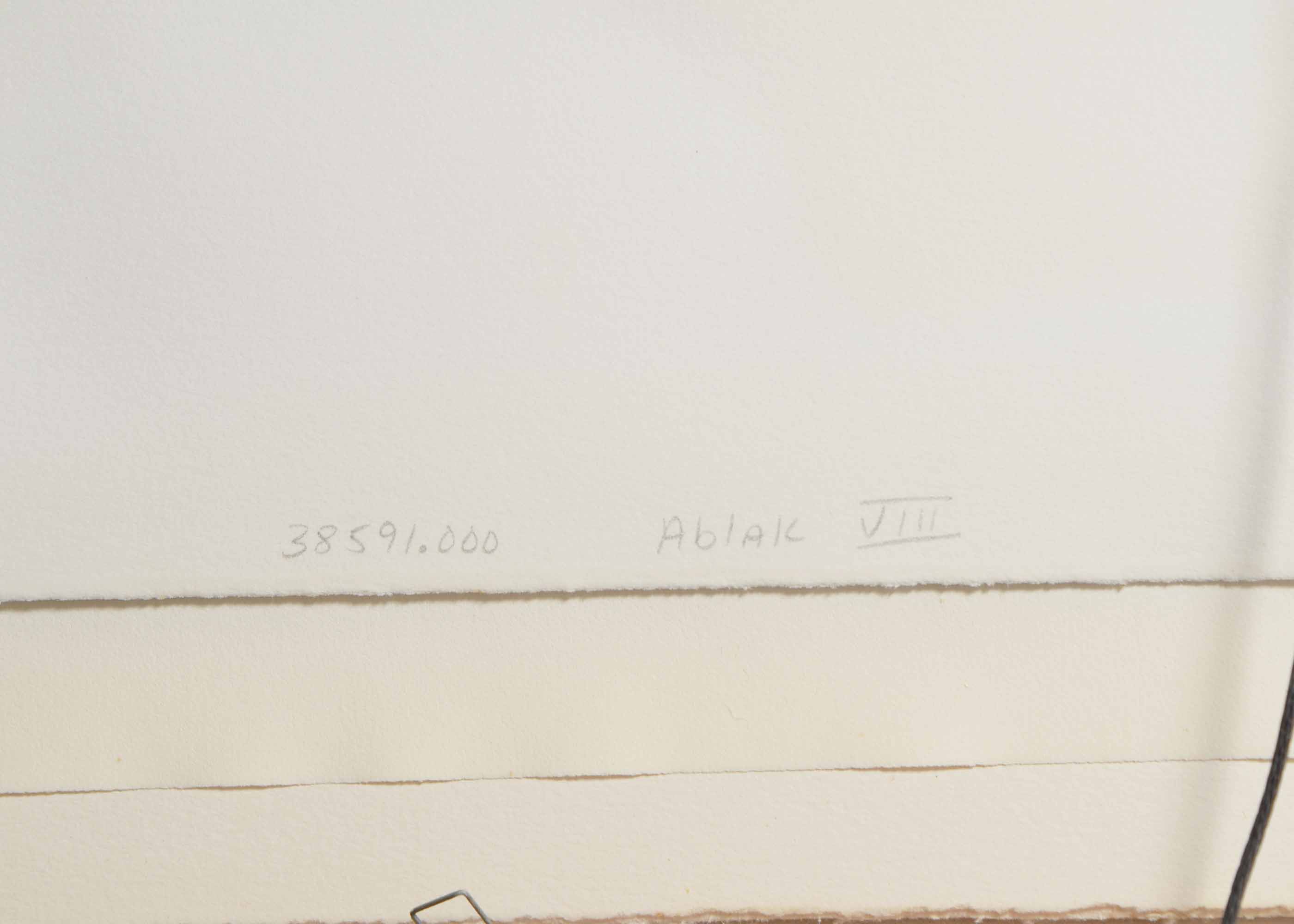 Laszlo Dus Signed Original Torn Lithograph Collage "Ablak VIII"