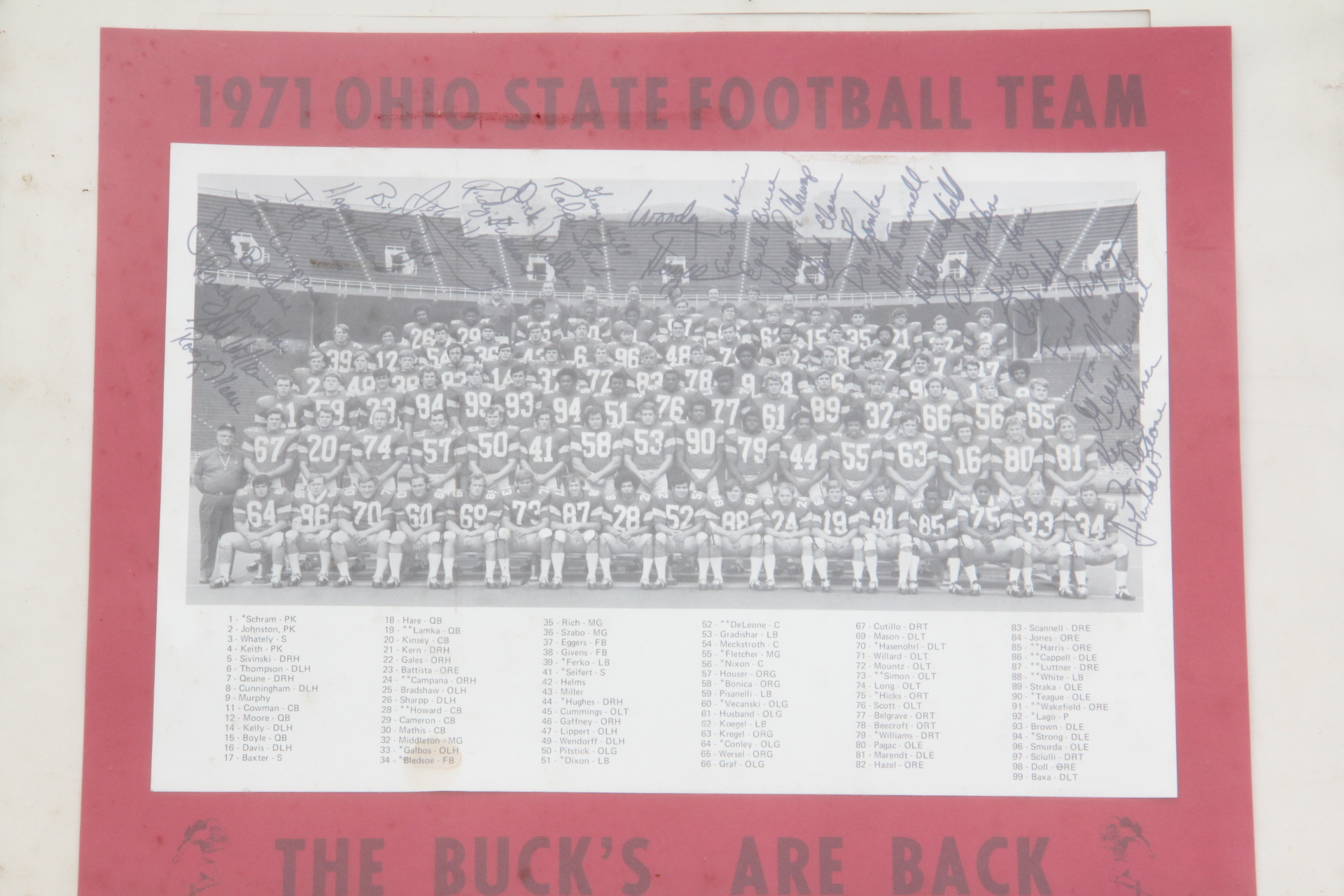 Signed Woody Hayes 1971 Ohio State Buckeyes Photograph