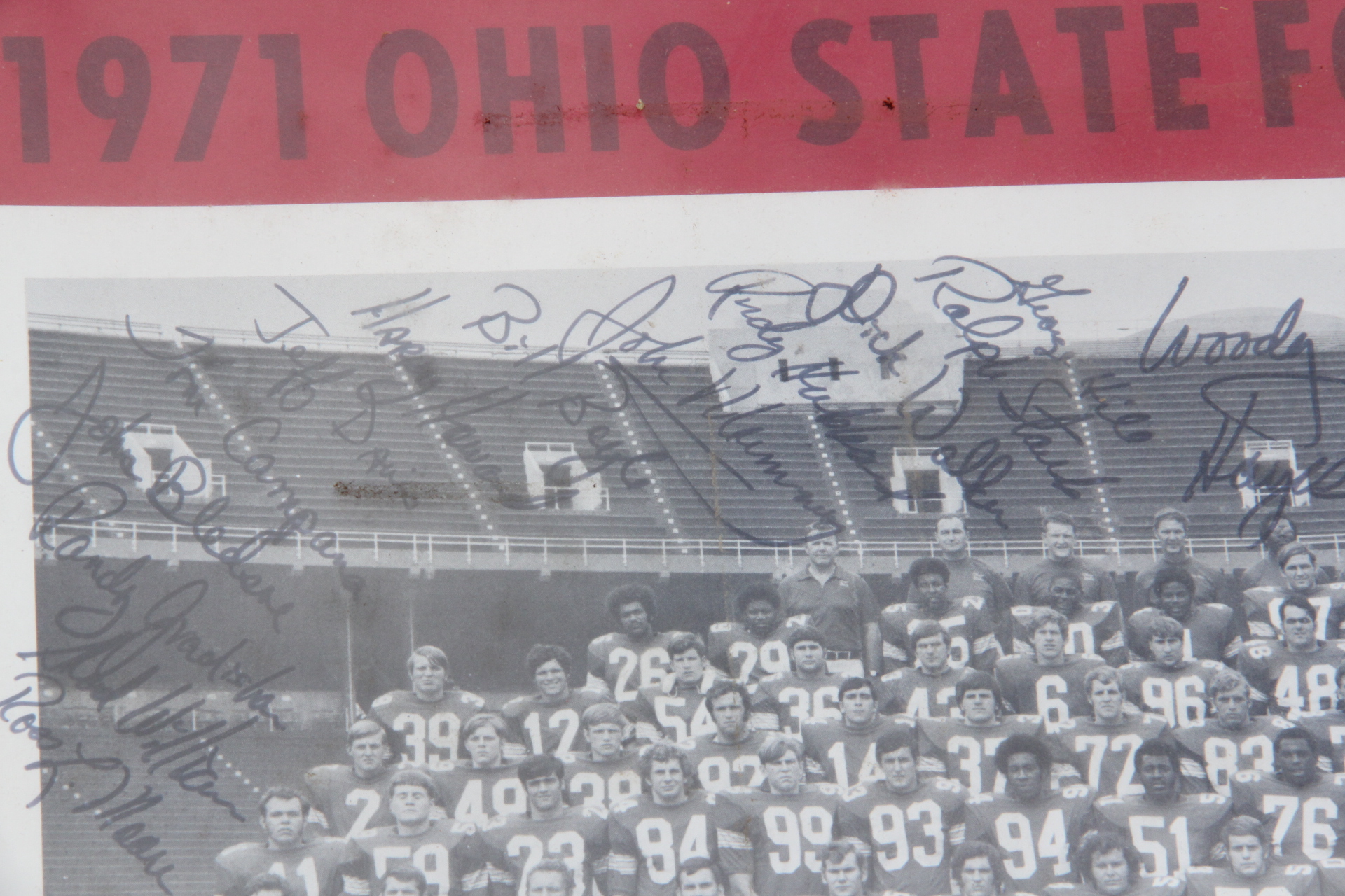 Signed Woody Hayes 1971 Ohio State Buckeyes Photograph