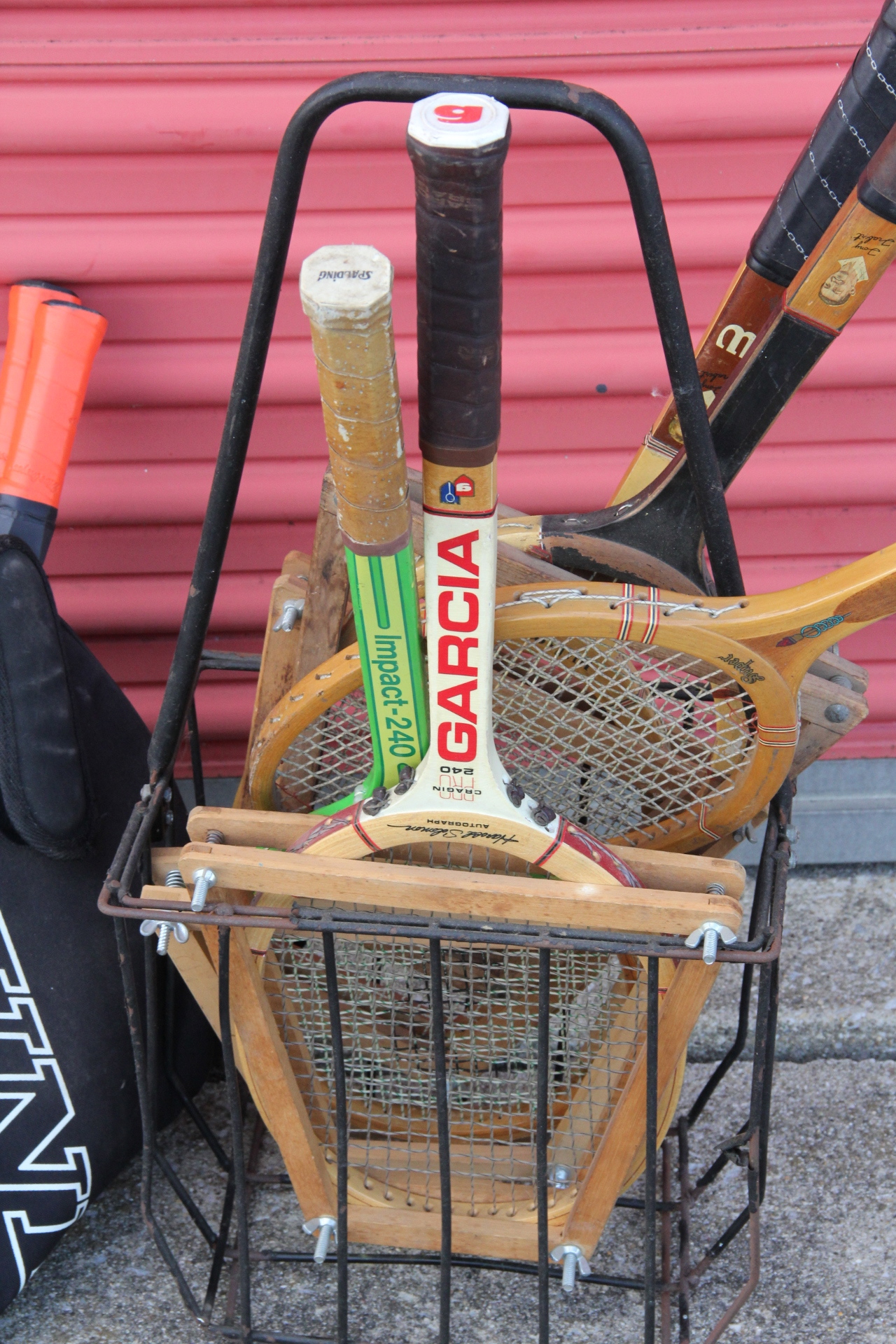 Vintage Tennis Rackets with Ball Hopper