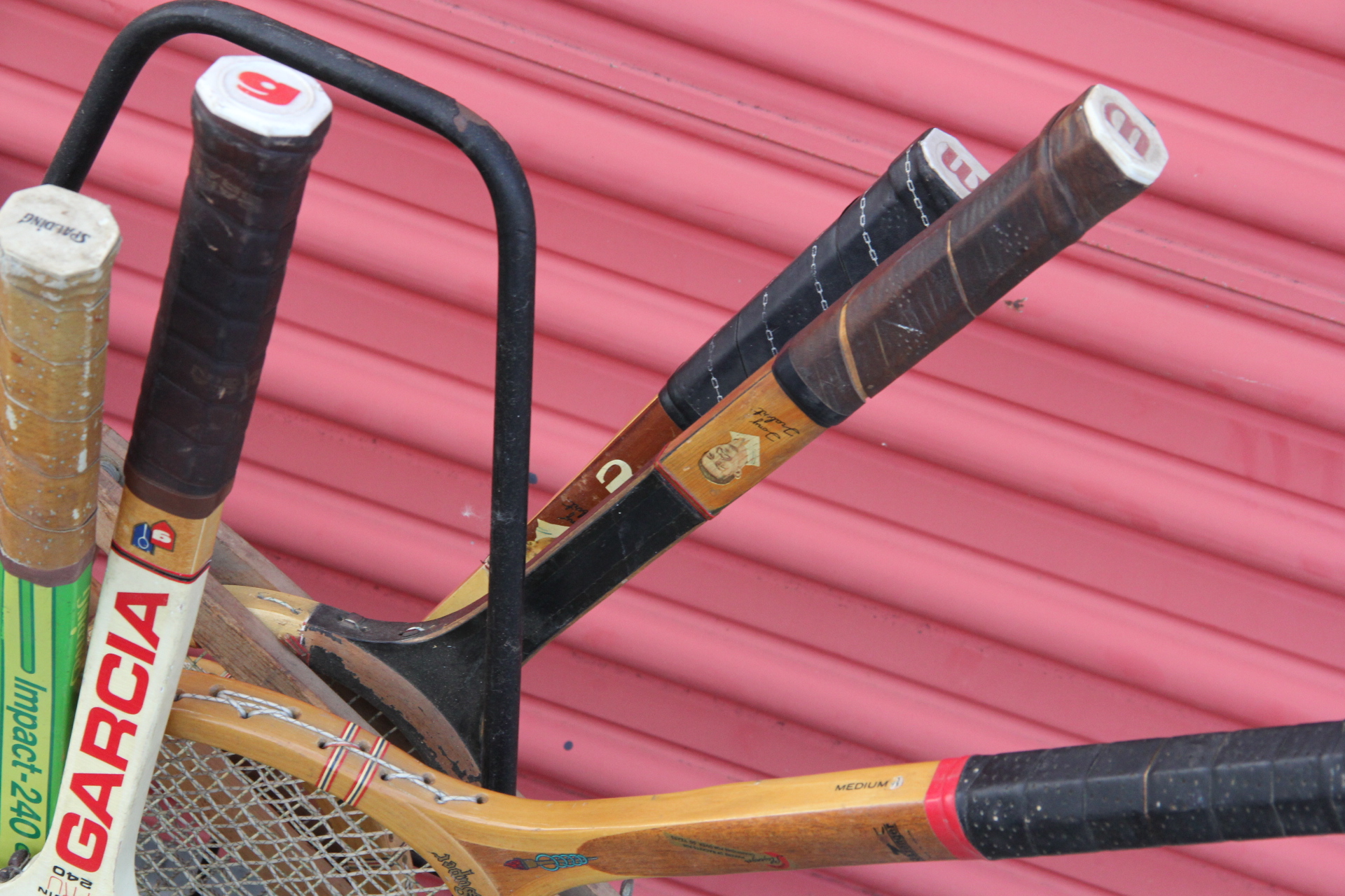 Vintage Tennis Rackets with Ball Hopper