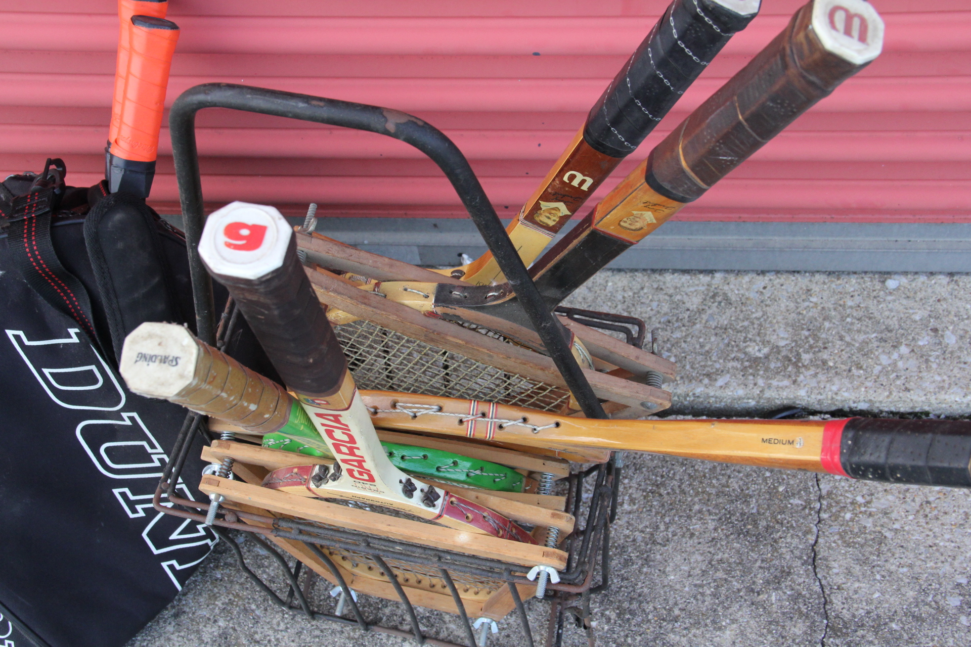 Vintage Tennis Rackets with Ball Hopper