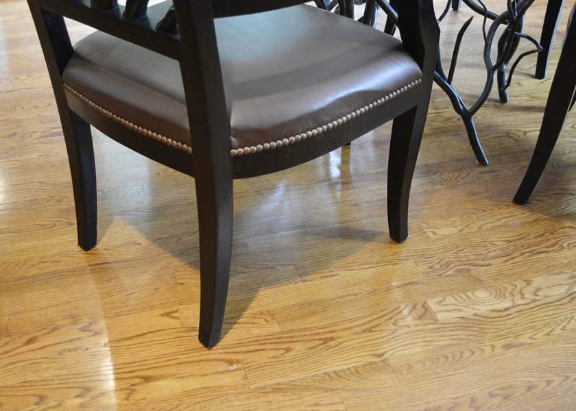 De Luco Wrought Iron Tree Branch Table and Four Wood Chairs