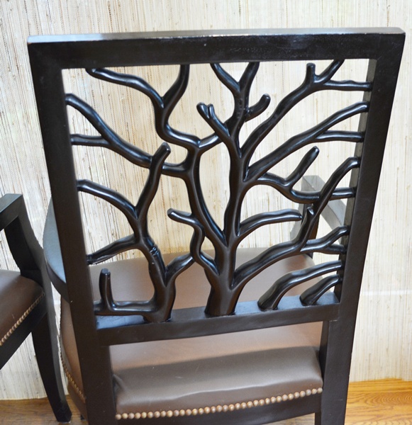 De Luco Wrought Iron Tree Branch Table and Four Wood Chairs