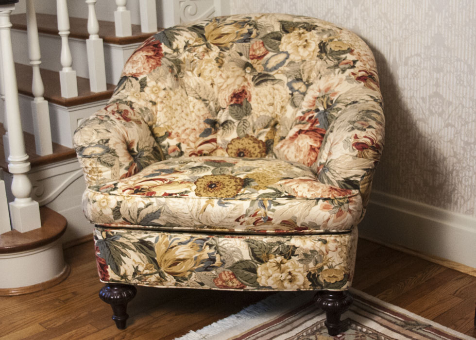 Upholstered Floral Arm Chair