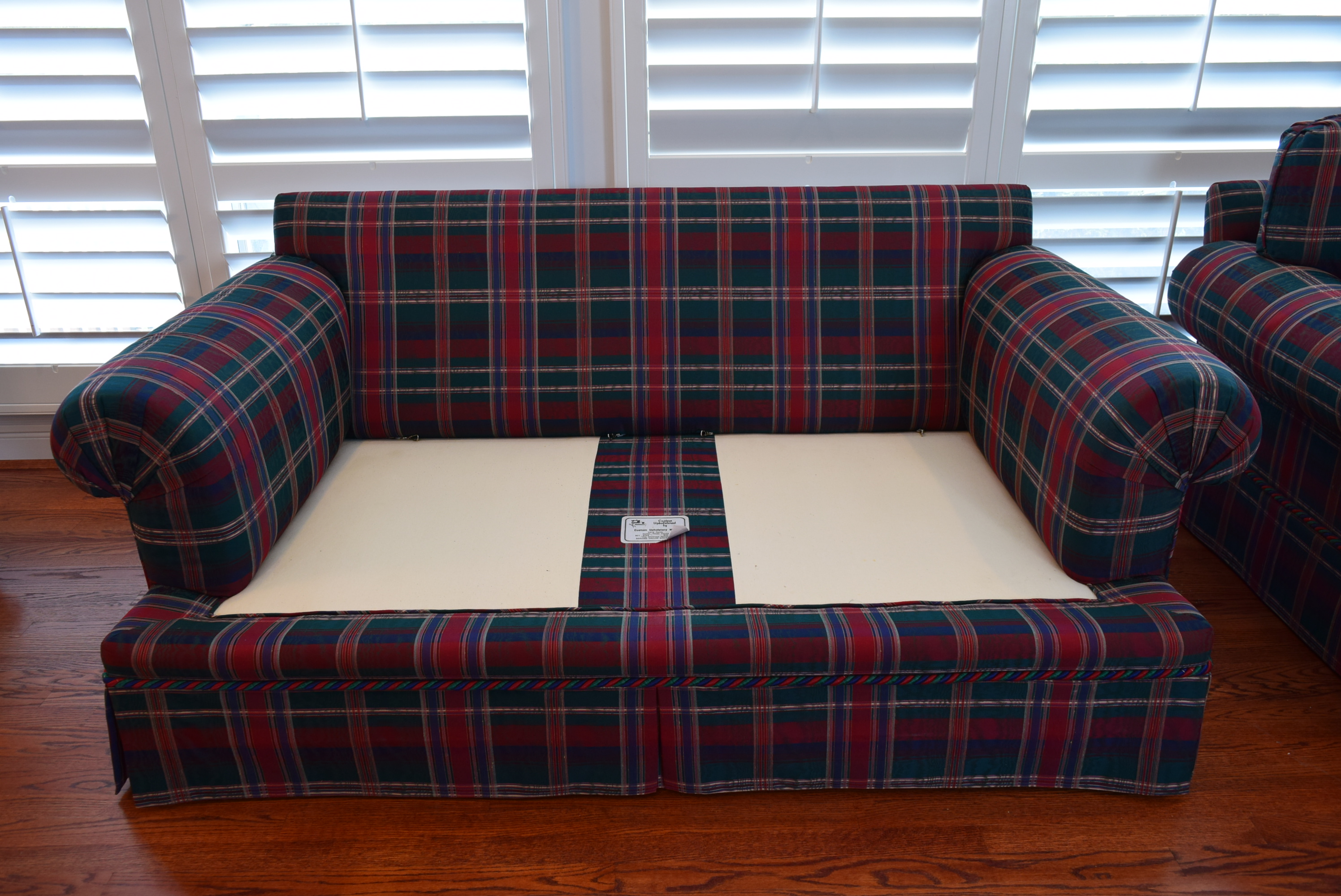 Plaid Upholstered Loveseat