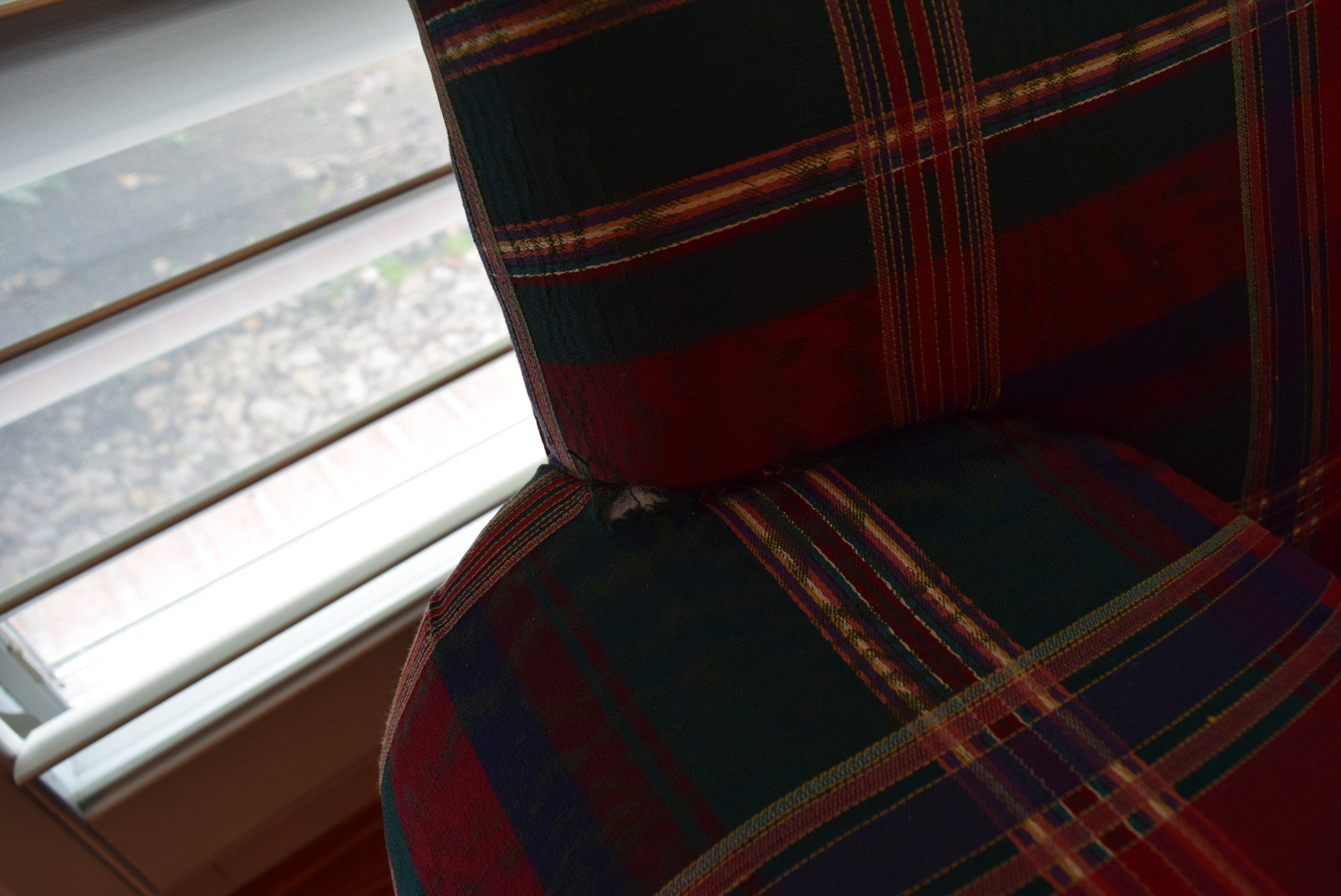 Plaid Upholstered Loveseat