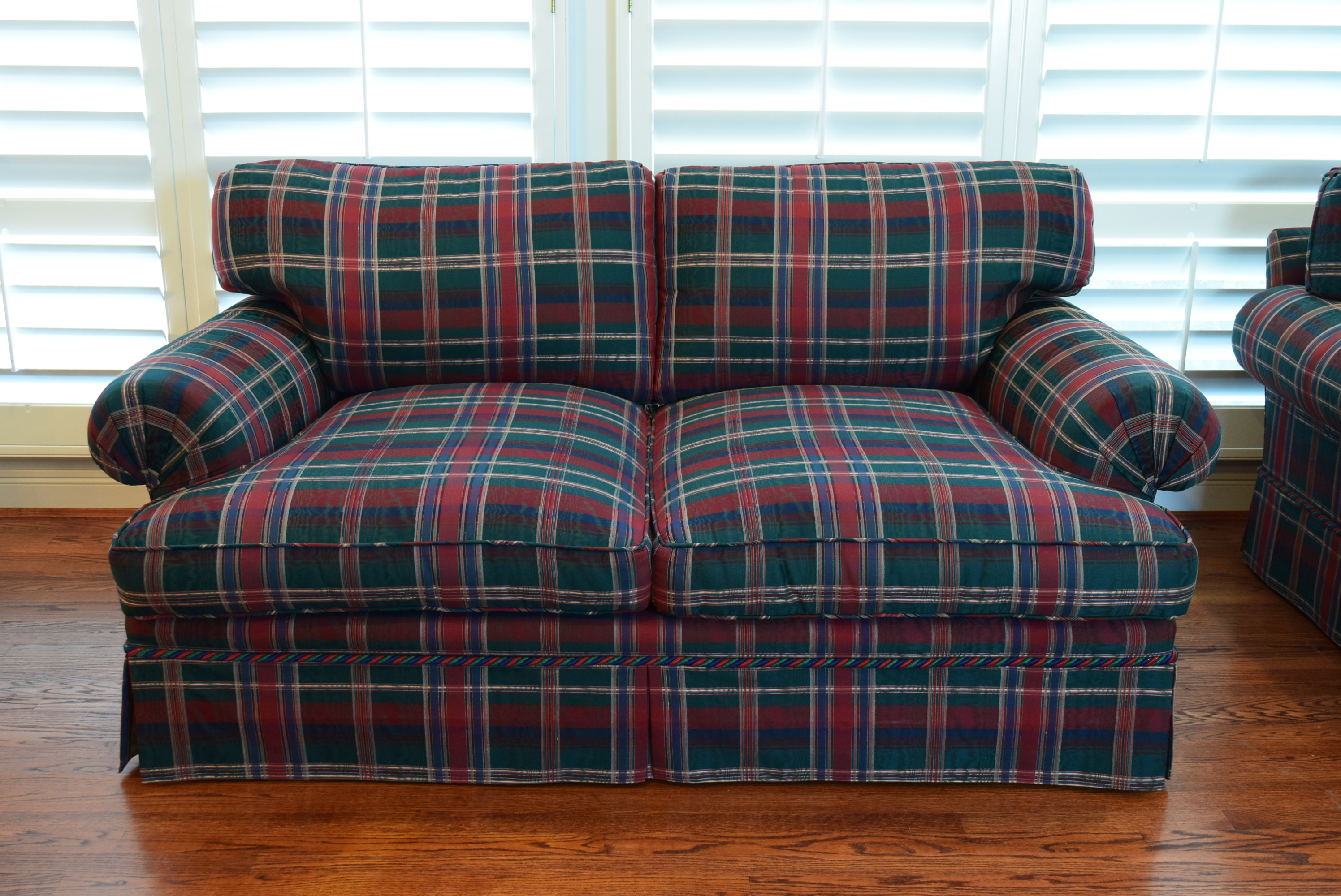 Plaid Upholstered Loveseat