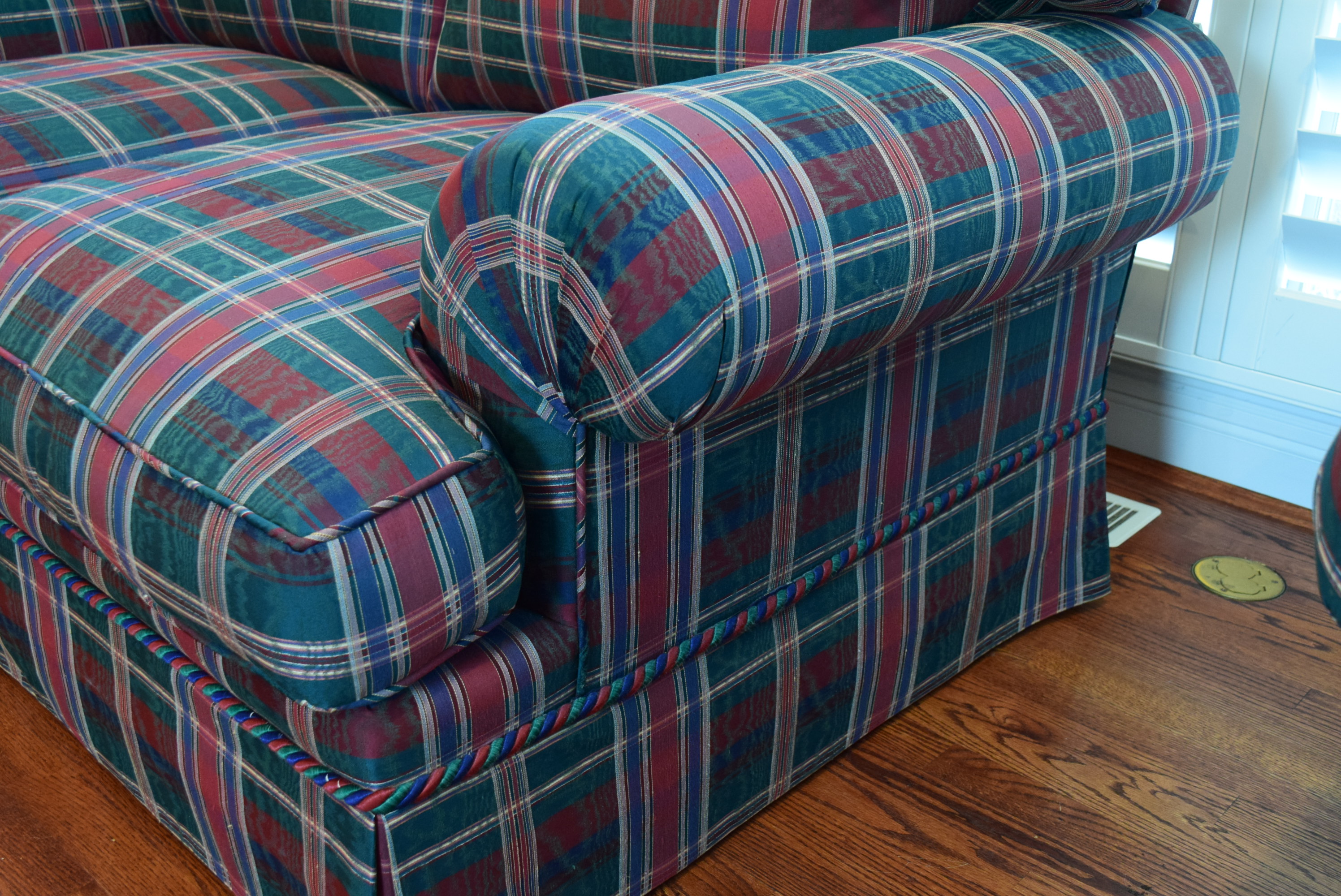Plaid Upholstered Loveseat