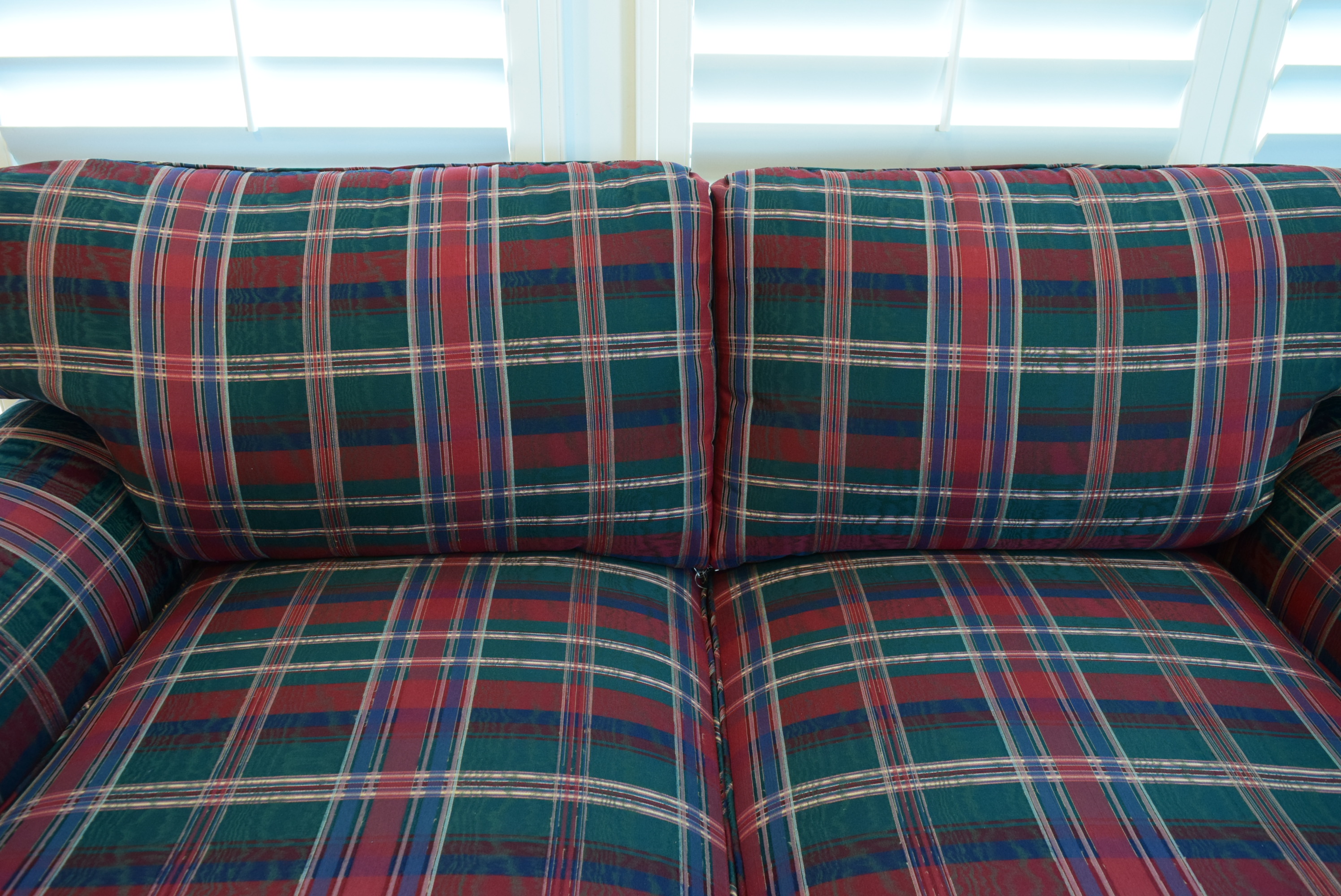 Plaid Upholstered Loveseat