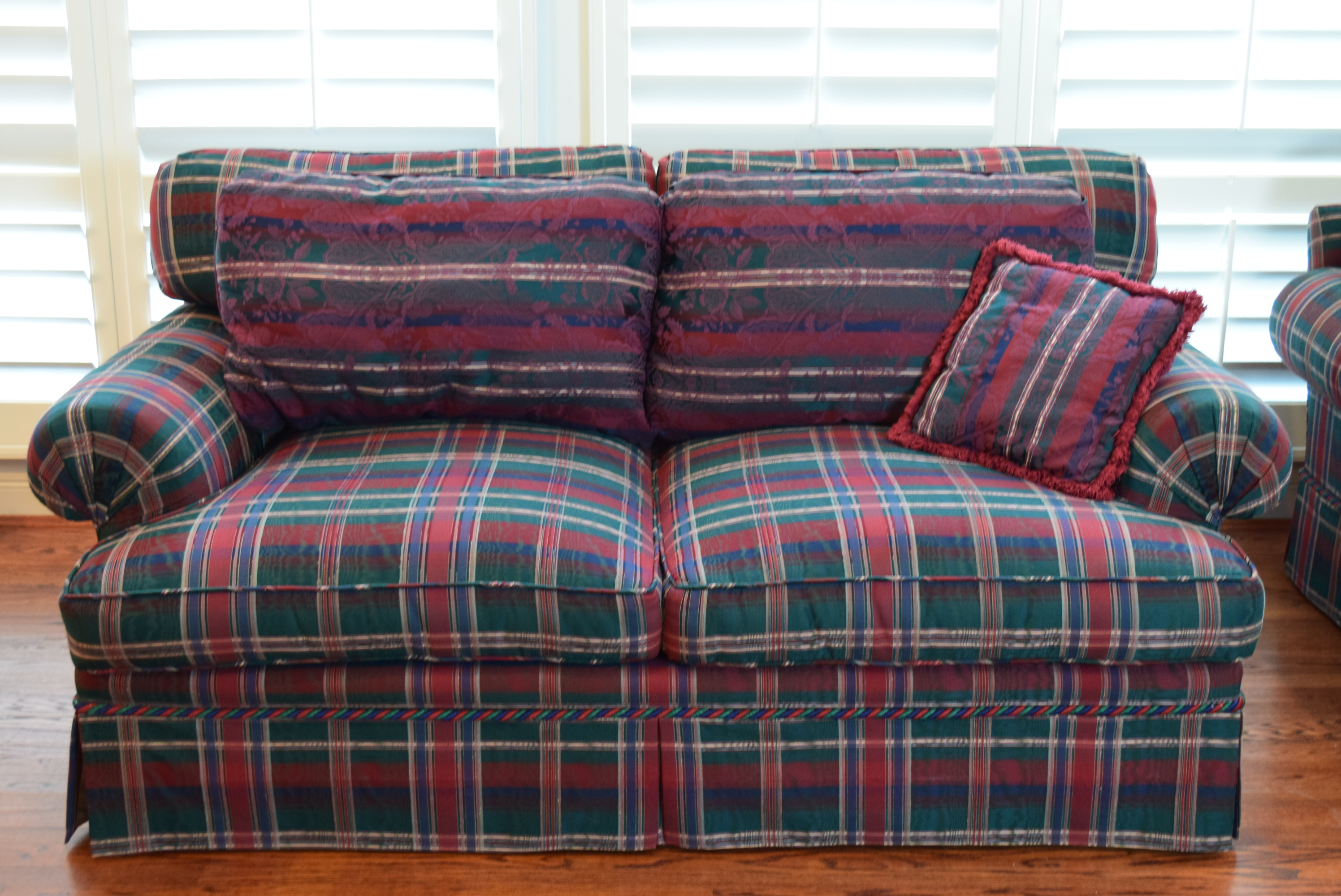 Plaid Upholstered Loveseat