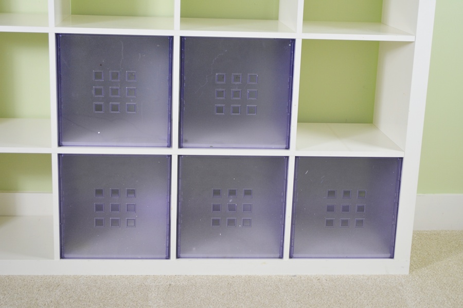 White Laminate Sixteen Compartment Open Back Shelving Unit