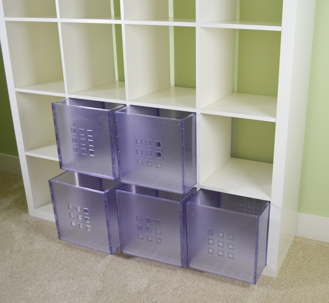 White Laminate Sixteen Compartment Open Back Shelving Unit