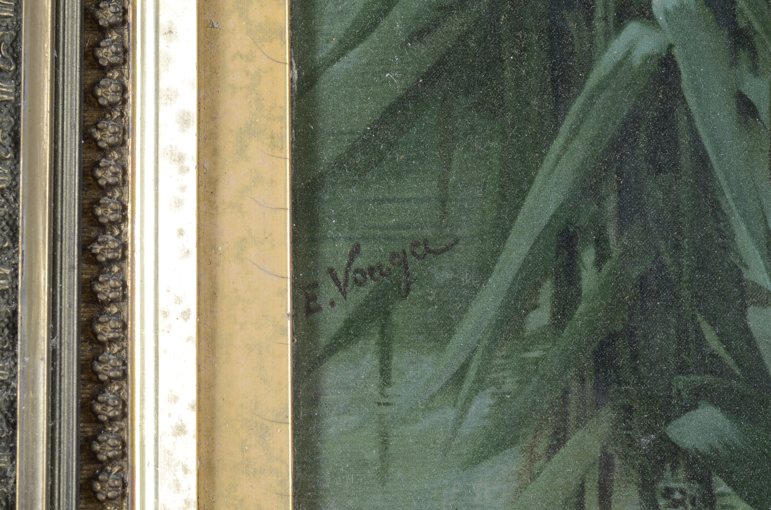 Antique Lithograph of Water Lilies by Emilie Vouga