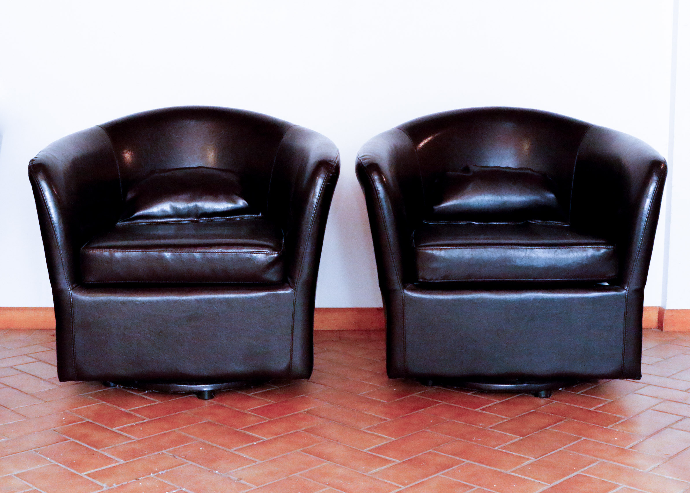 Espresso Swivel Barrel Chairs