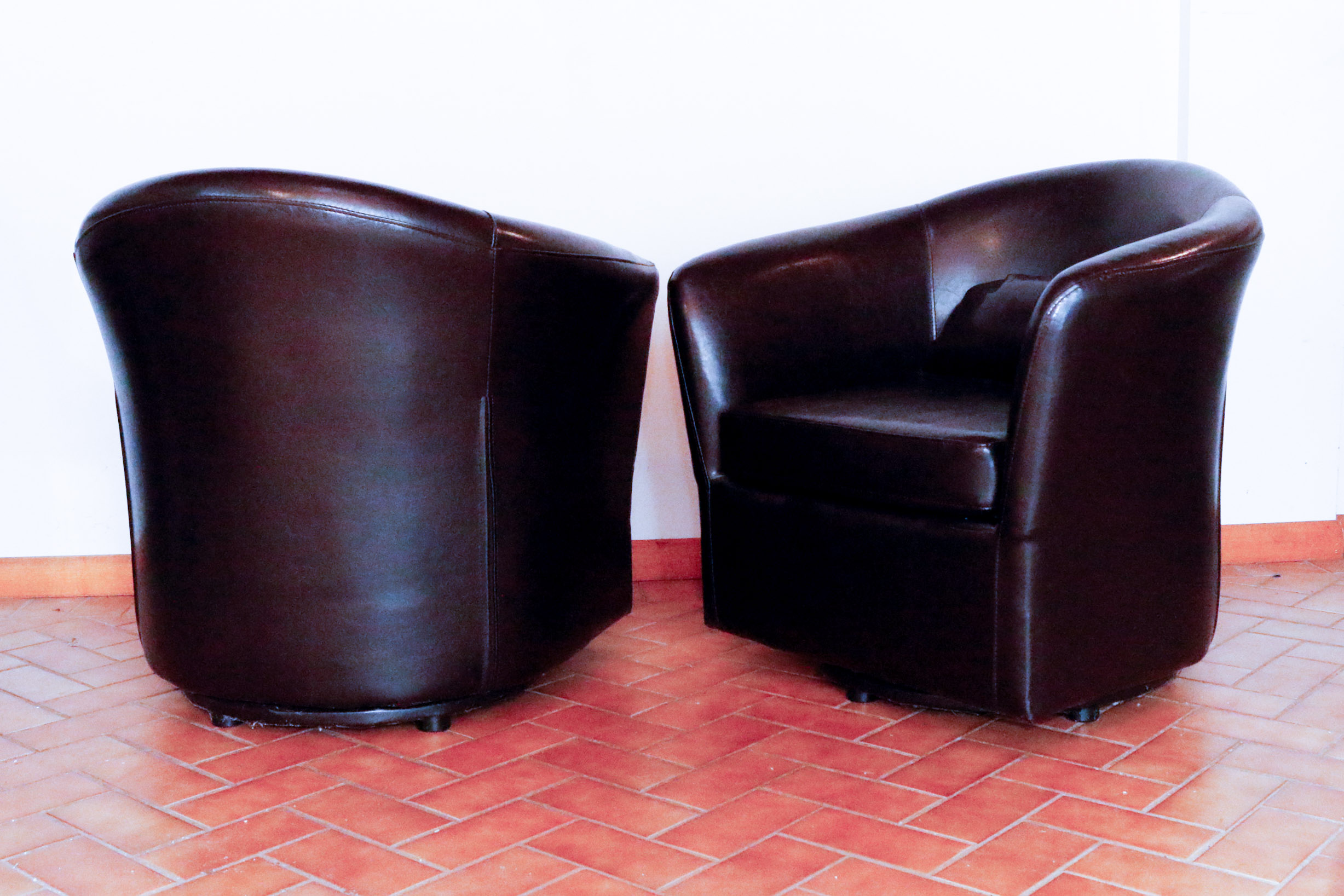 Espresso Swivel Barrel Chairs
