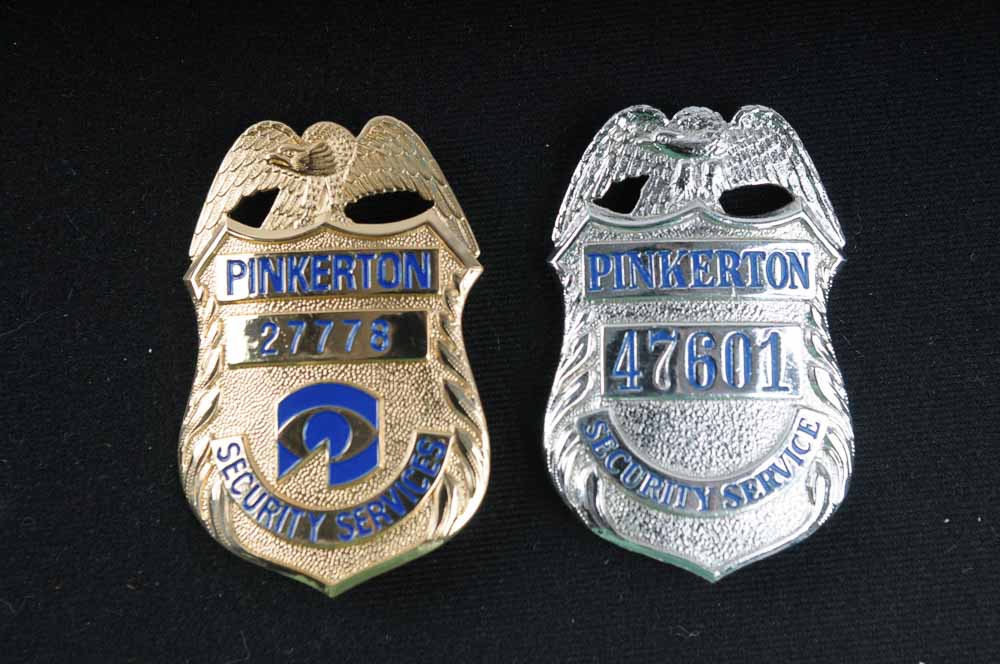 Group of Pinkerton Security Badges and Patches