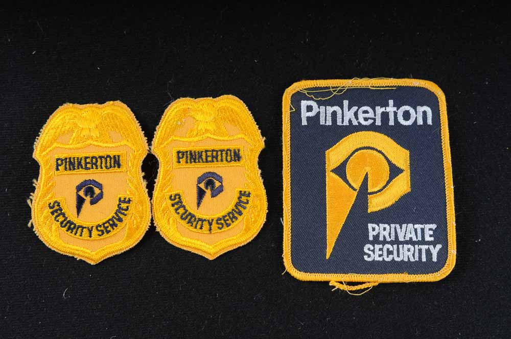 Group of Pinkerton Security Badges and Patches