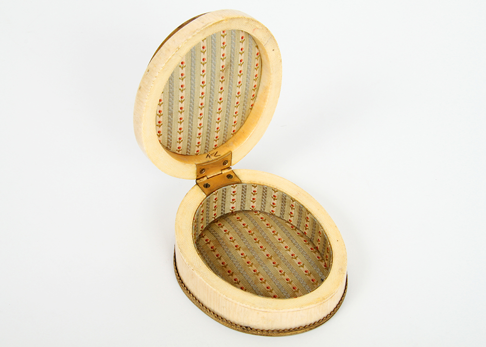 Ivory Trinket Box with a Hand Painted Napoleon Portrait