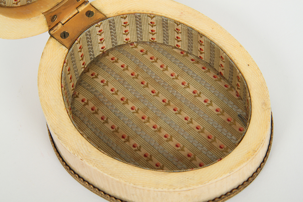 Ivory Trinket Box with a Hand Painted Napoleon Portrait