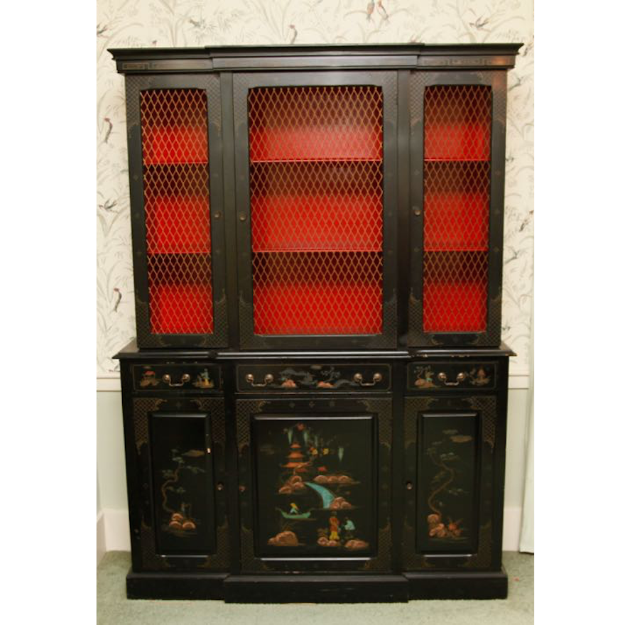 Asian Inspired Secretaire with Bookcase