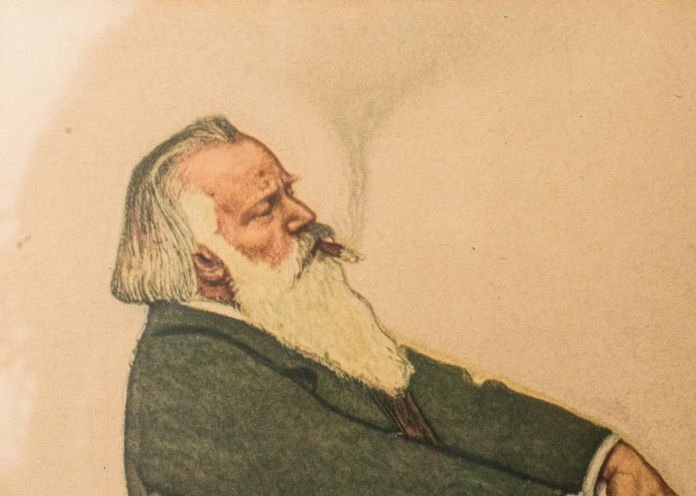 Framed Offset Lithograph of Johannes Brahms Playing Piano