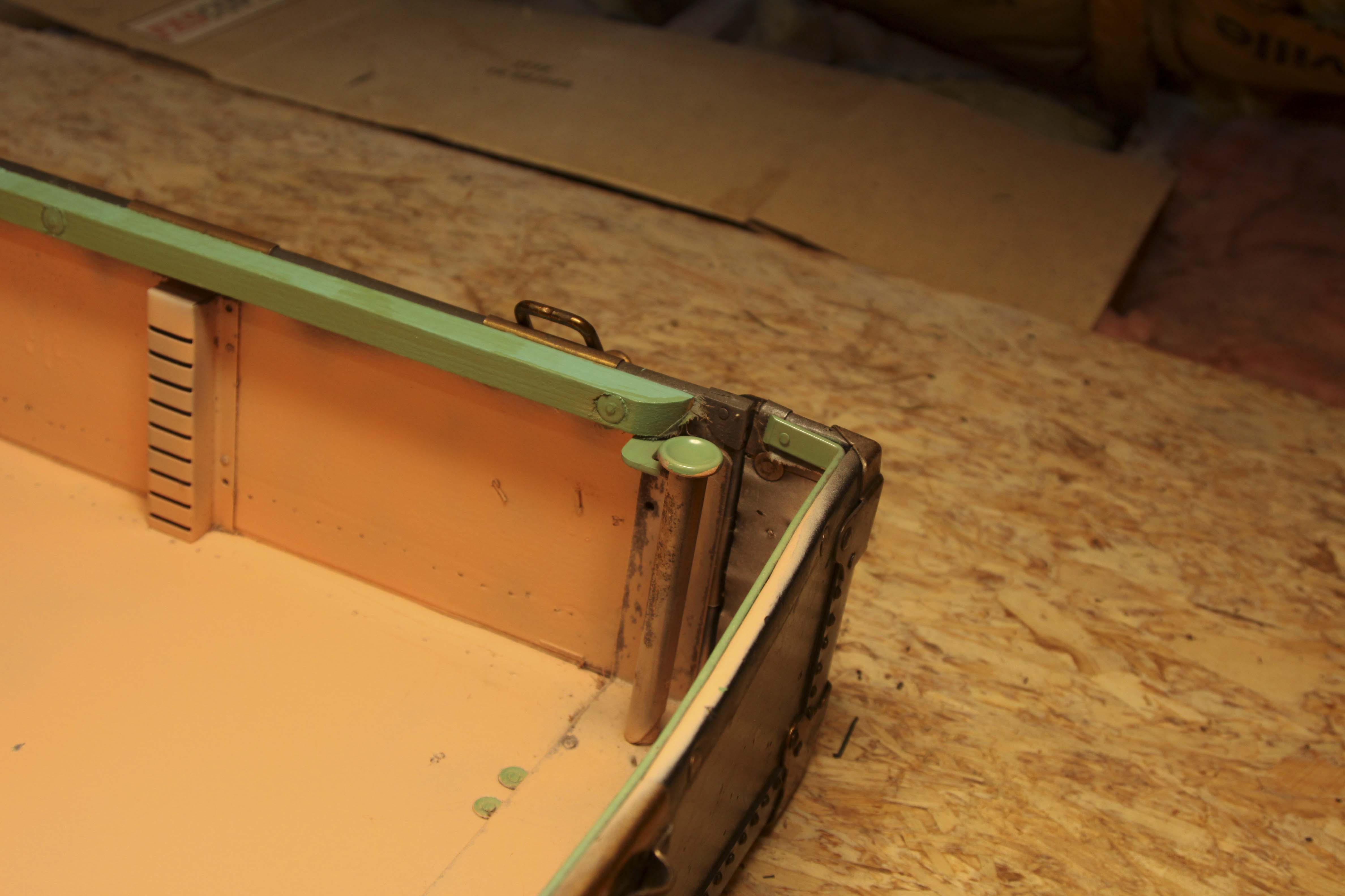 Antique Belber Black Steamer Trunk