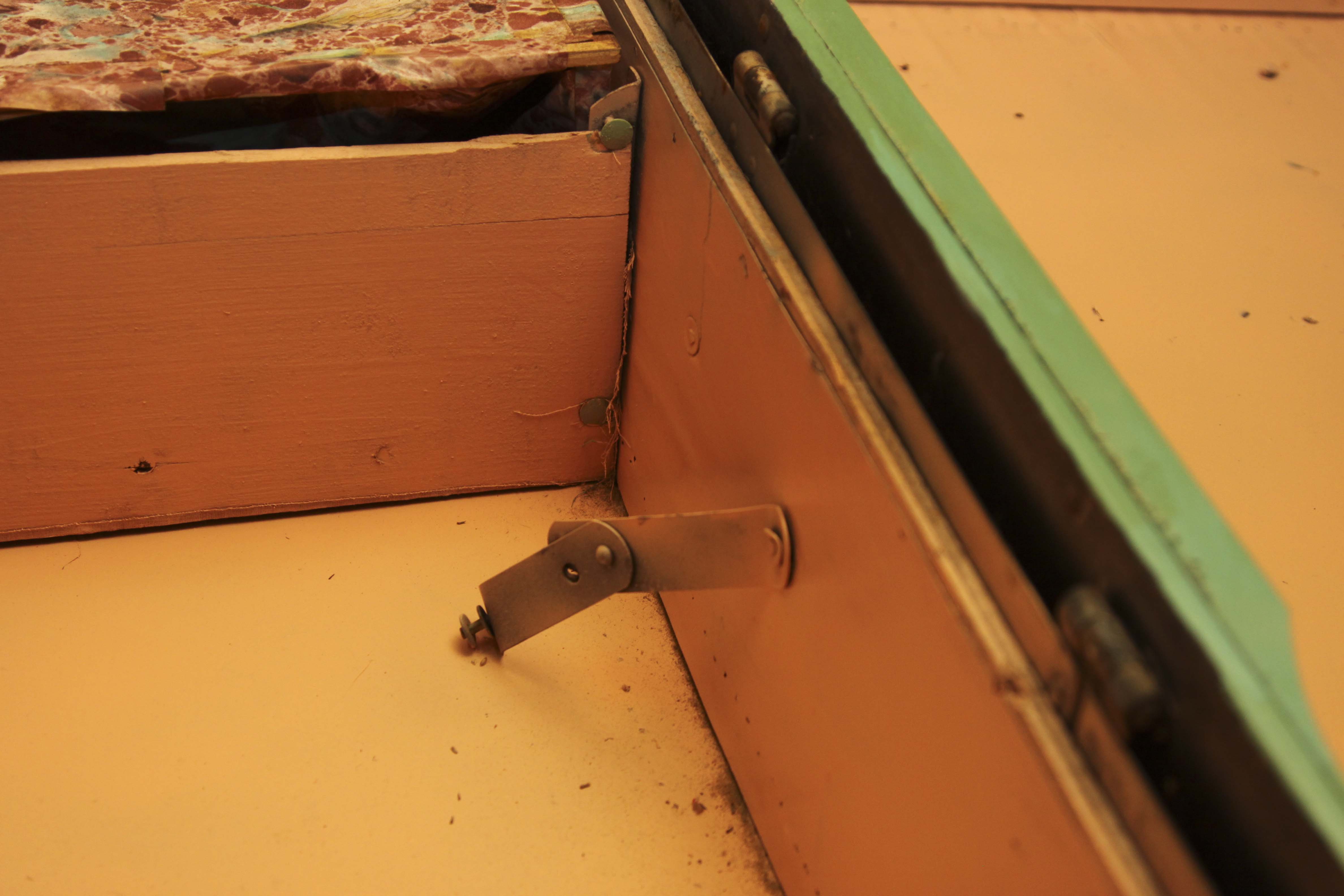 Antique Belber Black Steamer Trunk