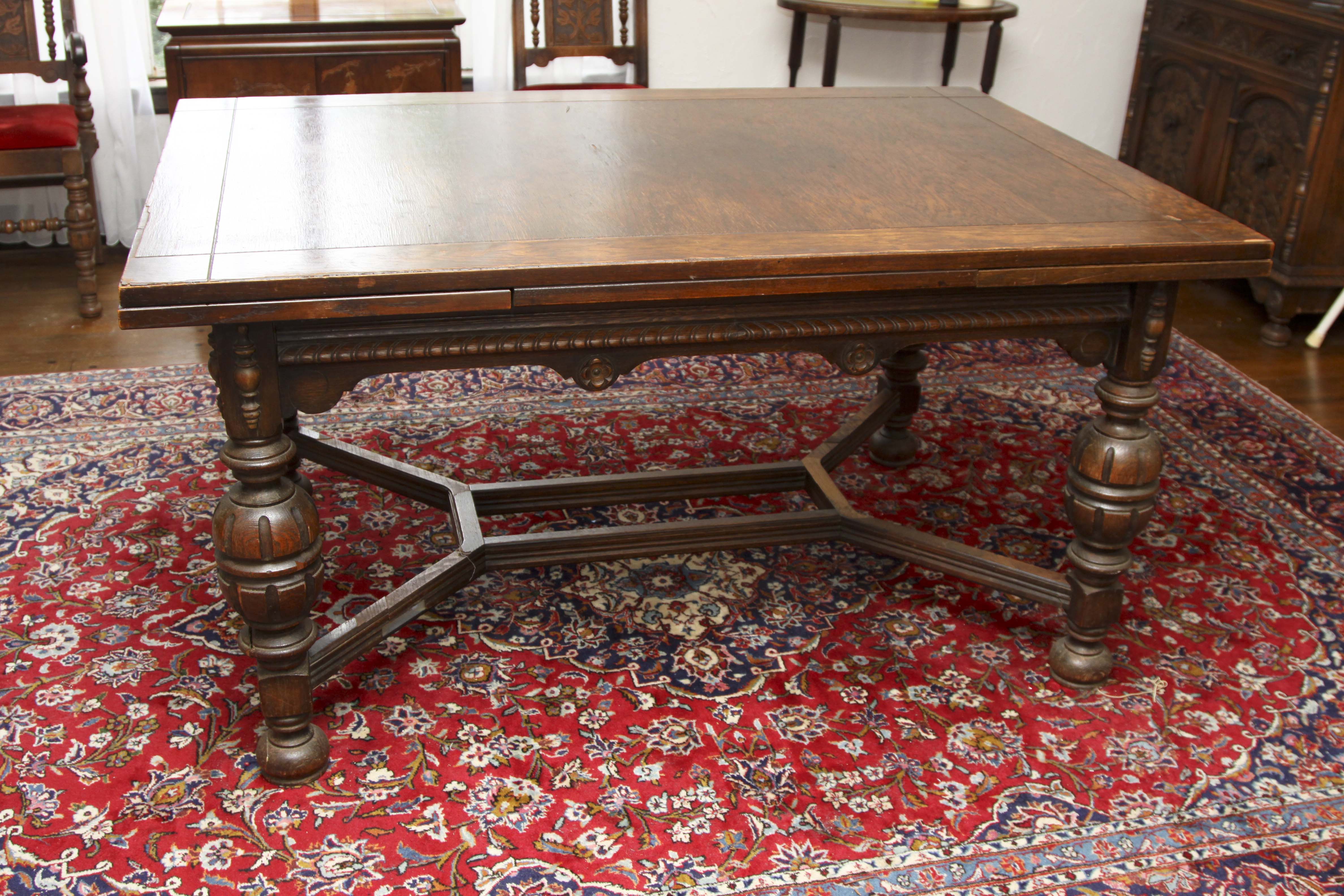 Jacobean Revival Style Dining Table and Five Chairs