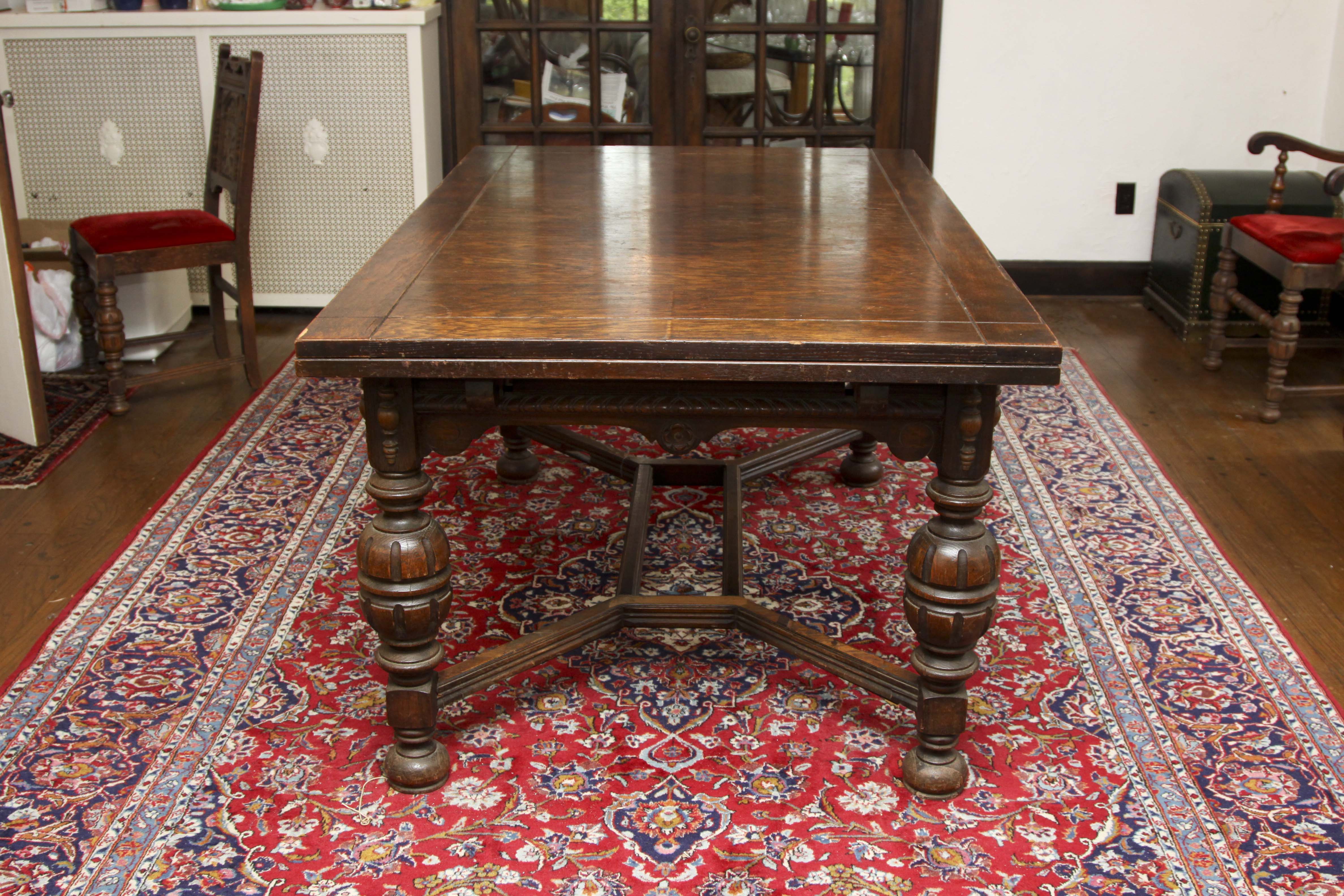 Jacobean Revival Style Dining Table and Five Chairs