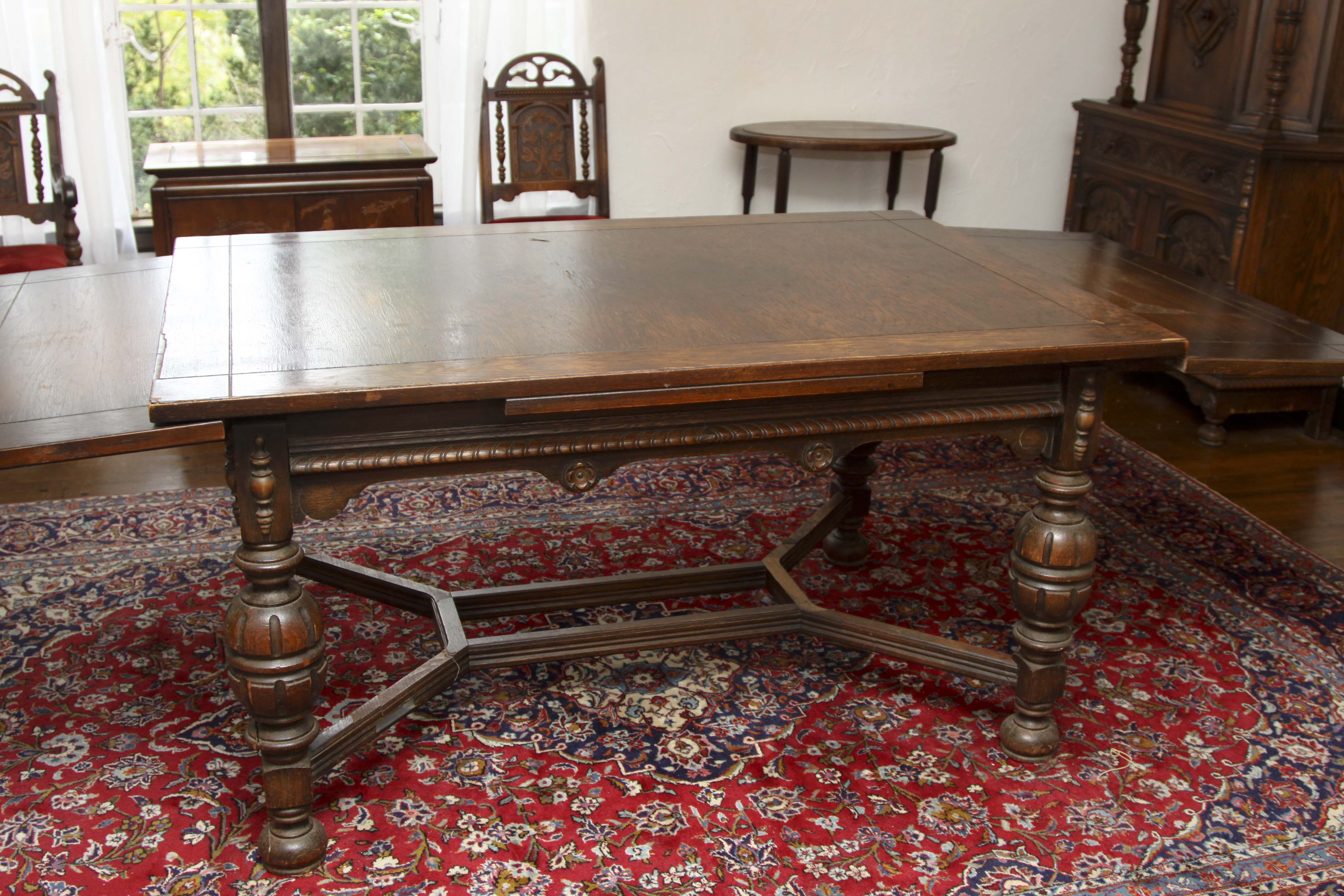 Jacobean Revival Style Dining Table and Five Chairs