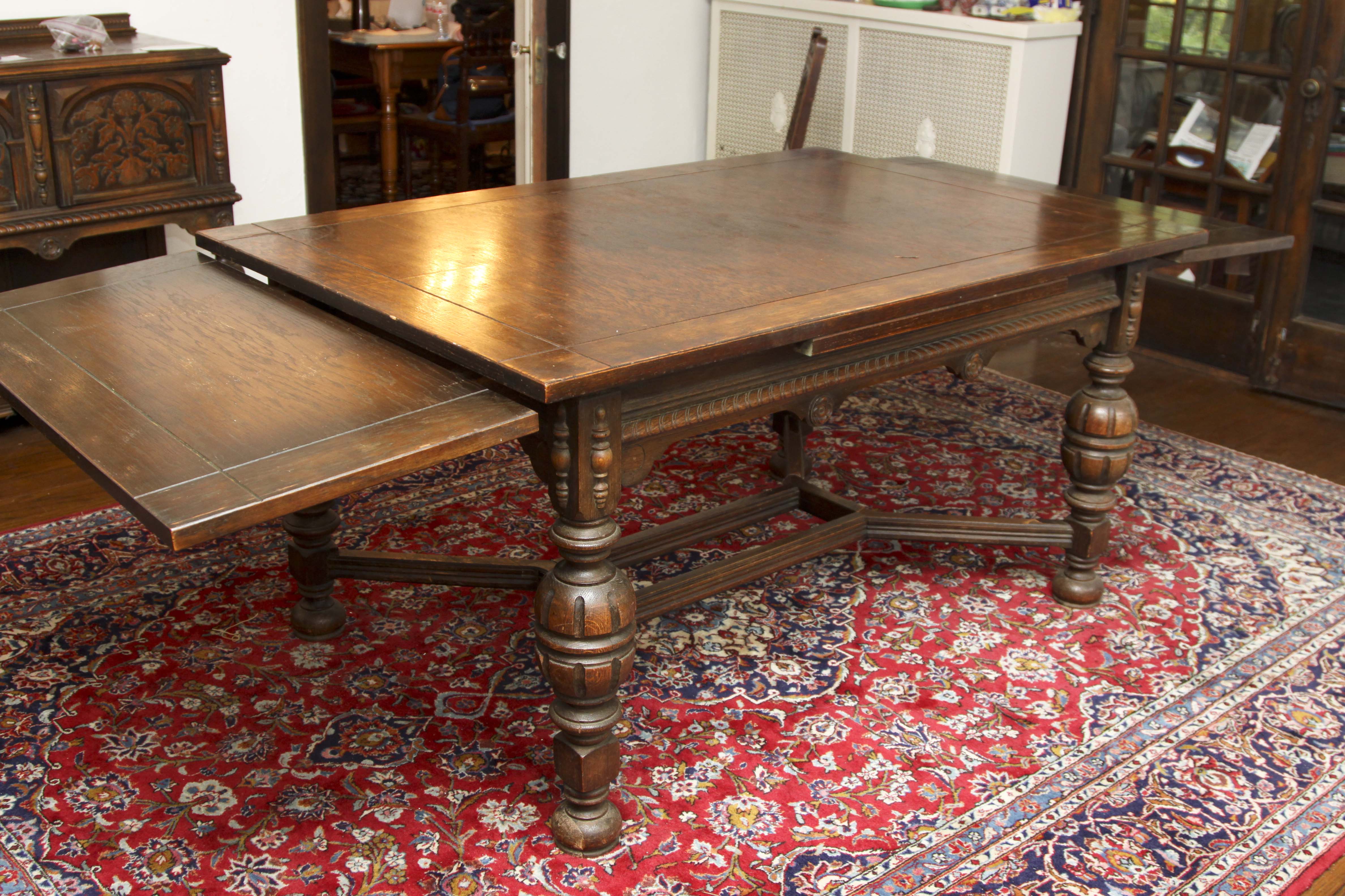 Jacobean Revival Style Dining Table and Five Chairs