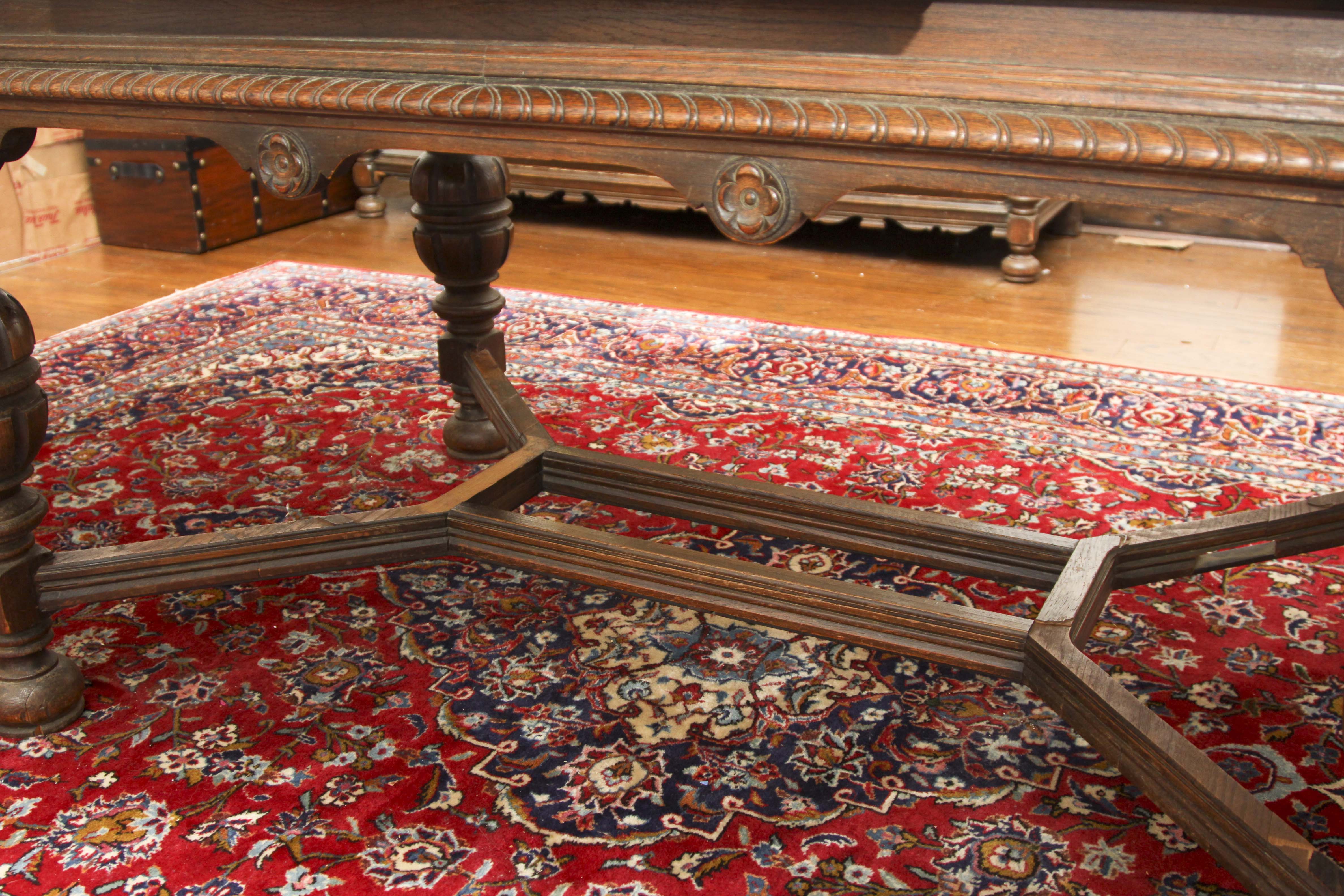 Jacobean Revival Style Dining Table and Five Chairs