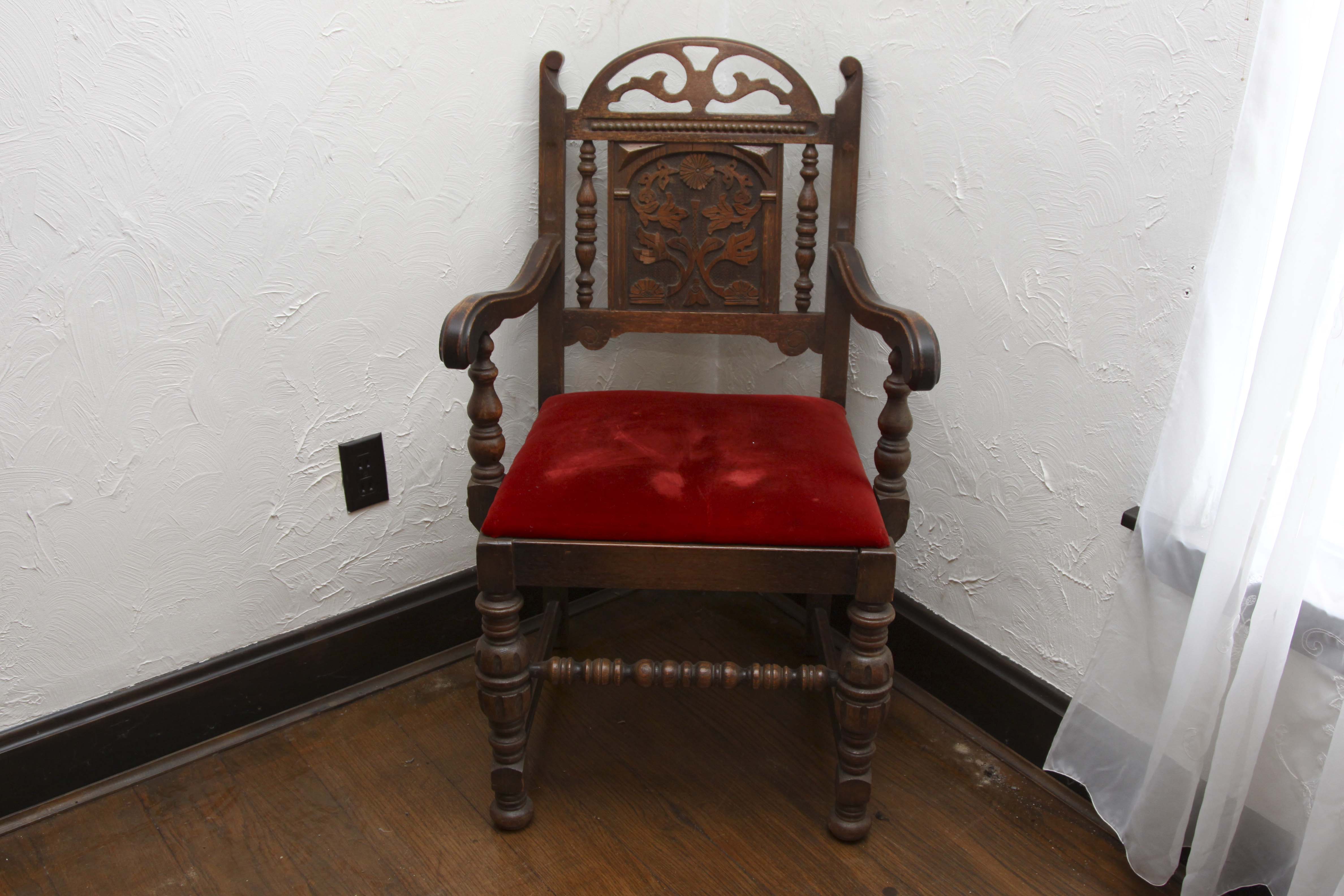 Jacobean Revival Style Dining Table and Five Chairs