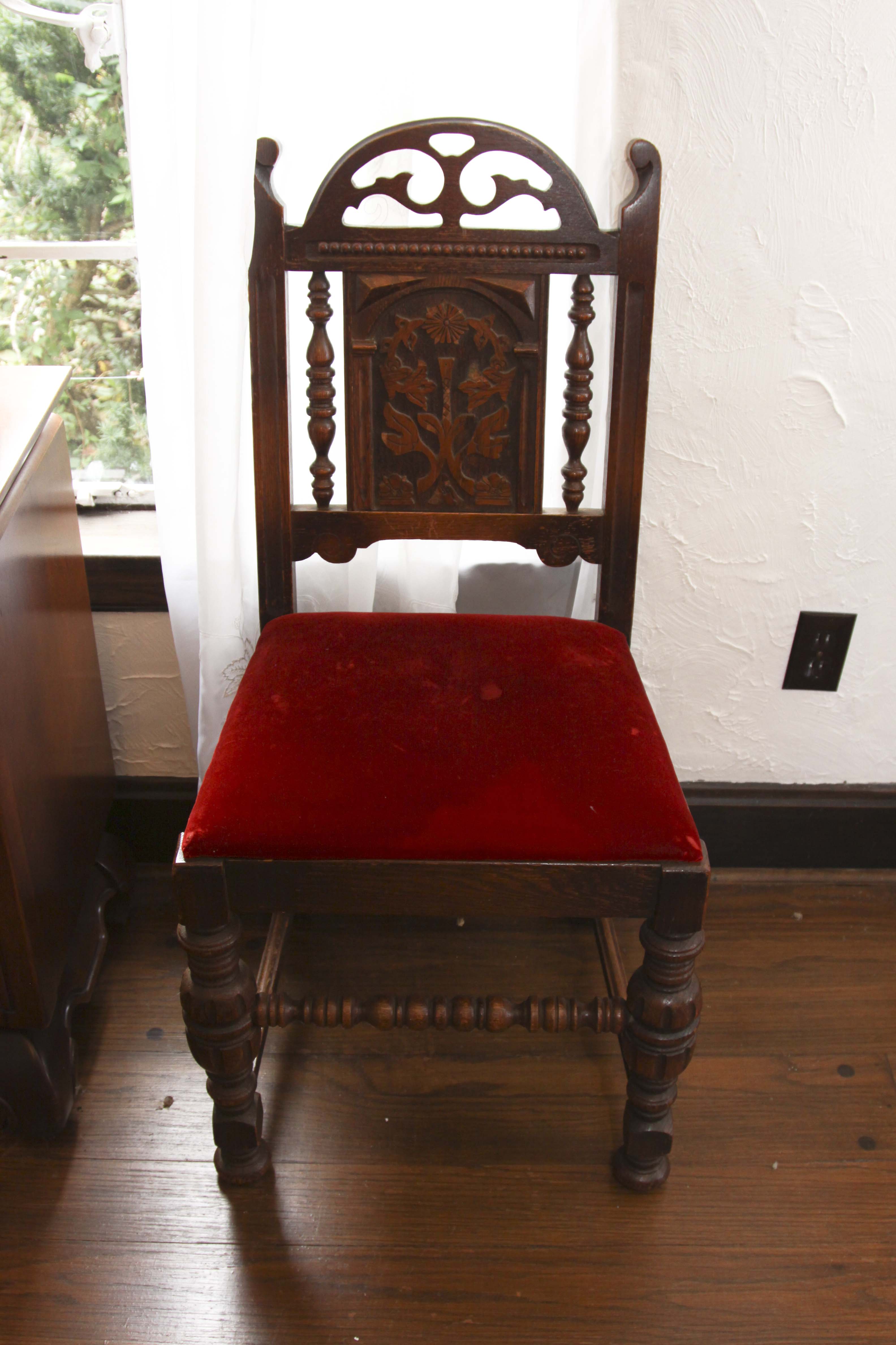 Jacobean Revival Style Dining Table and Five Chairs