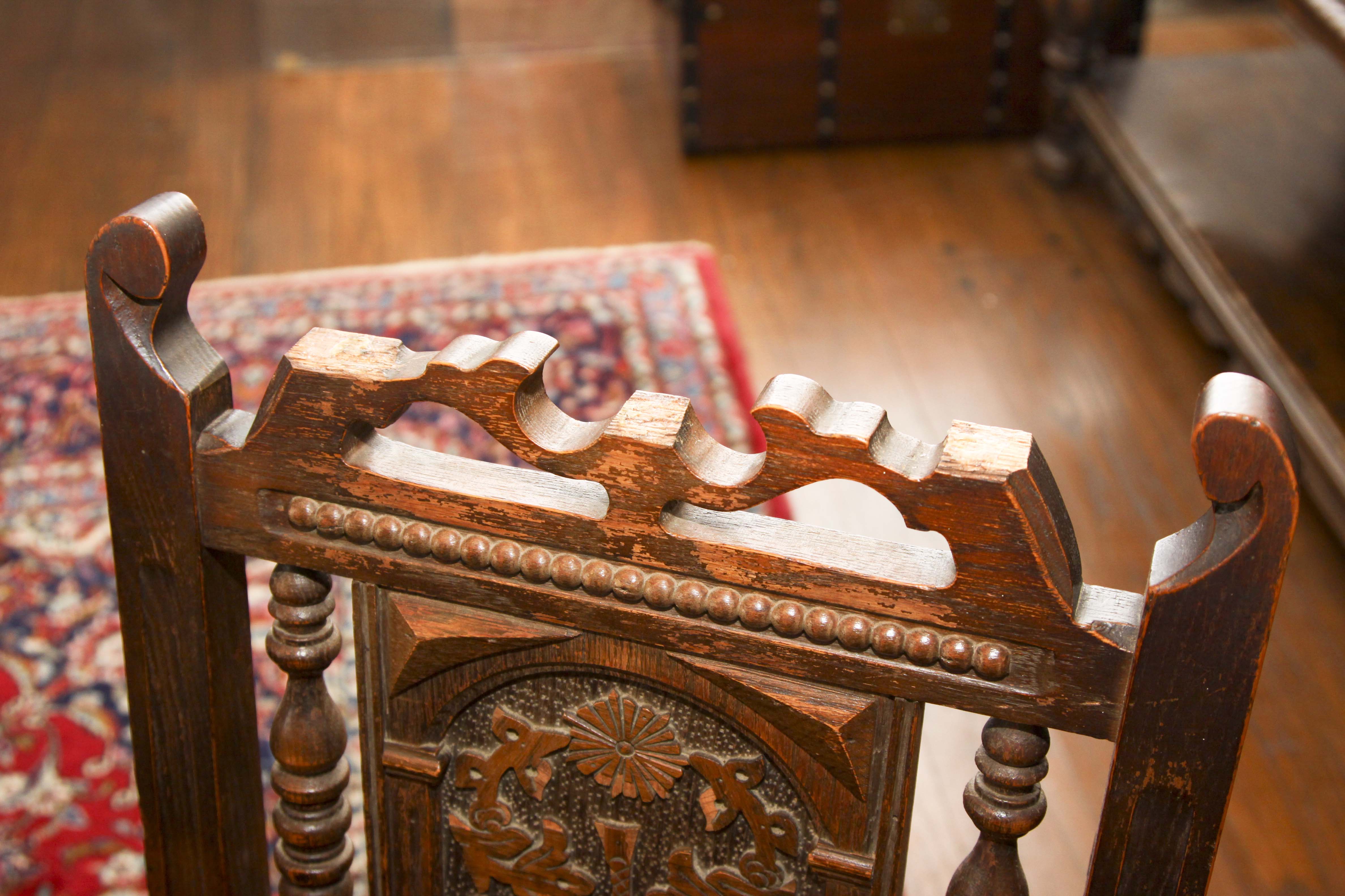 Jacobean Revival Style Dining Table and Five Chairs