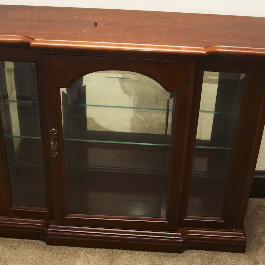 Small Wood and Glass Curio Floor Cabinet