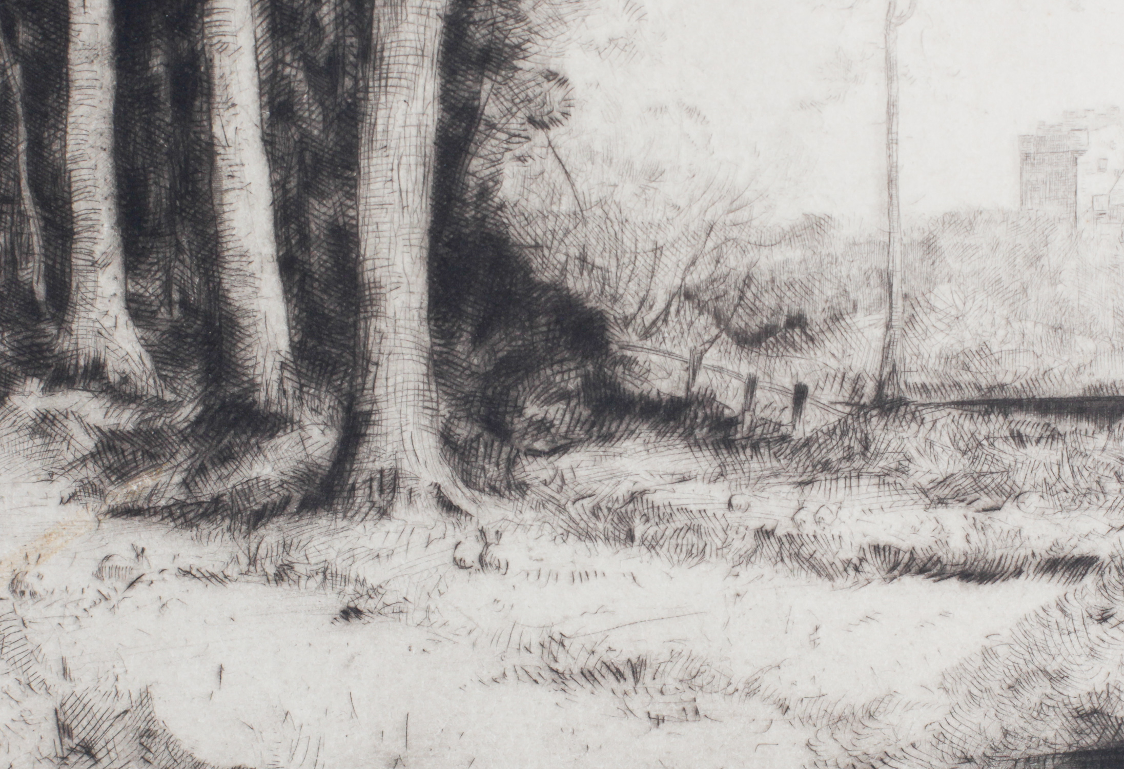 John George Mathieson Drypoint Etching "Trees"