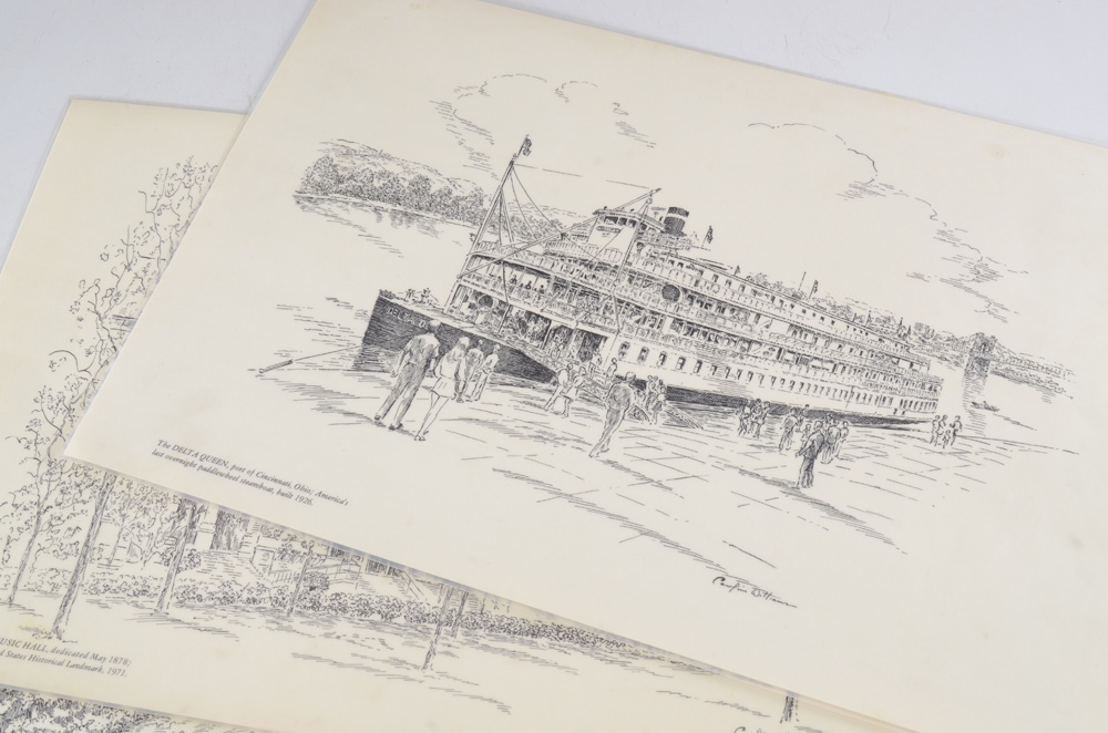 Set of Four Vintage Caroline Williams Cincinnati Placemats