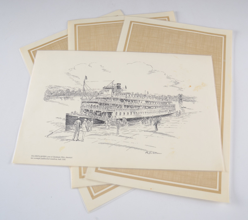 Set of Four Vintage Caroline Williams Cincinnati Placemats