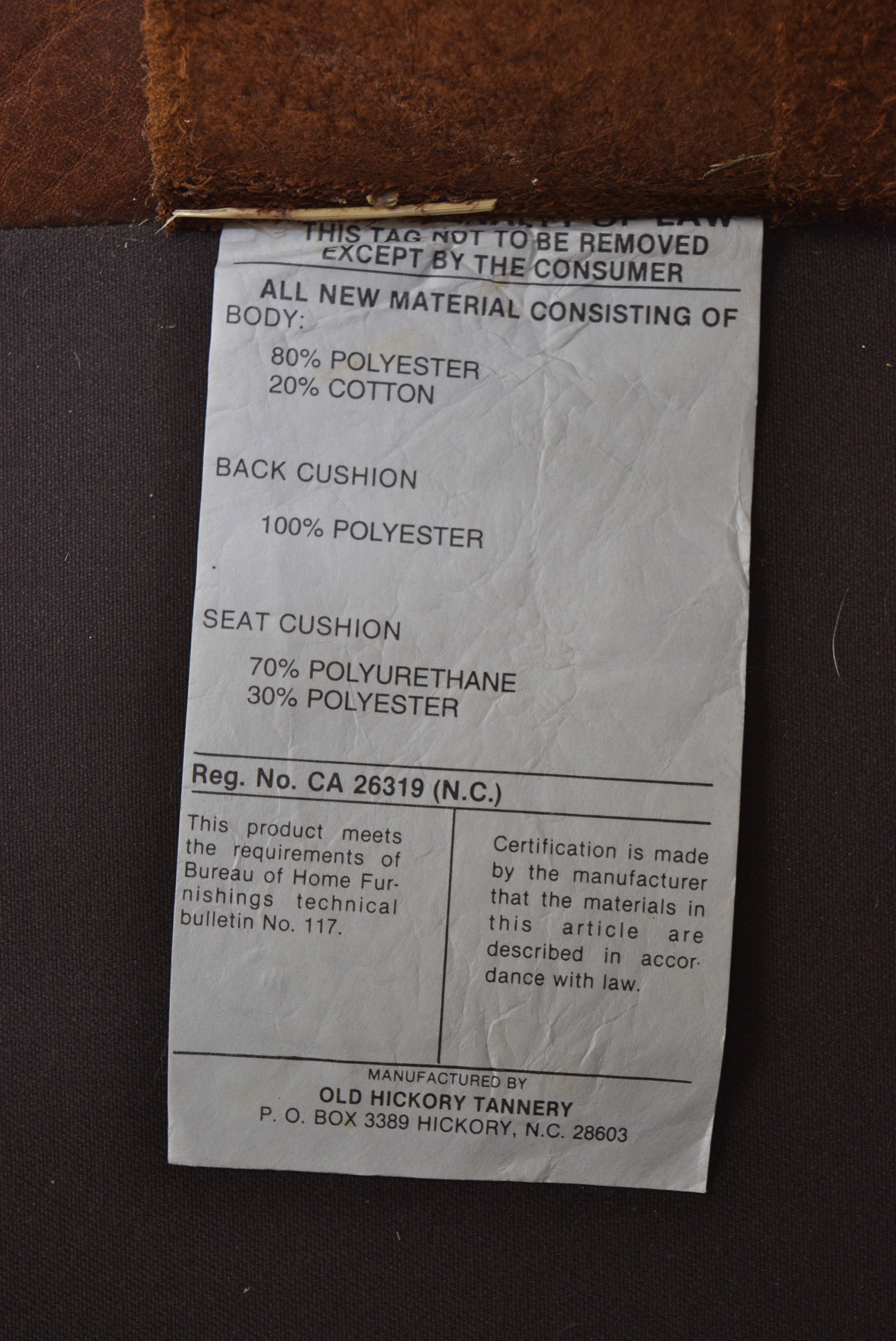 Old Hickory Tannery Leather Cowhide Sofa