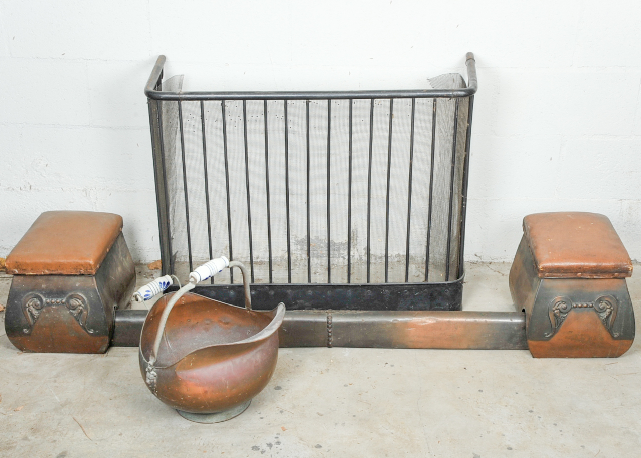 Antique English Fireplace Fender and Seat