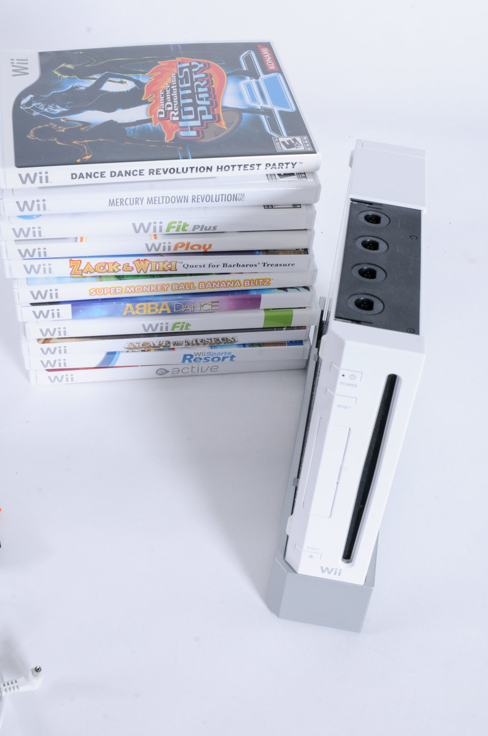 Wii Console, Dance Dance Revolution Mat and Wii FIt Board