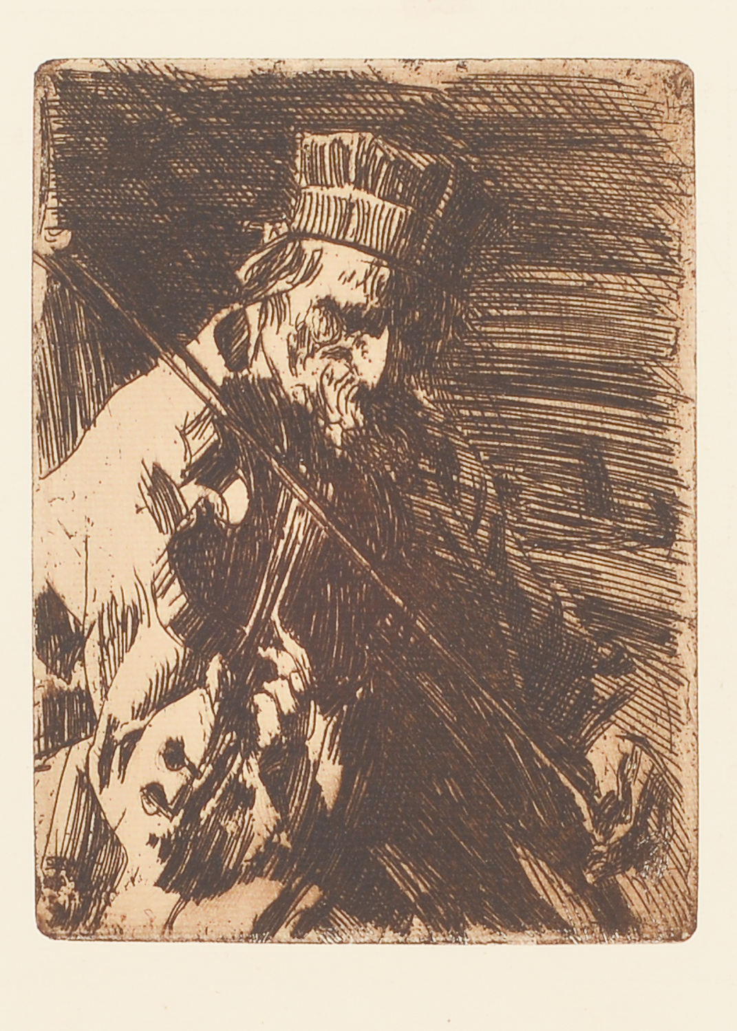 1898 Anders Zorn Etching "Village Folk Musician"