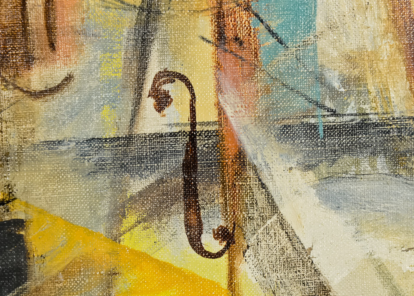 "Cubist Painting, Violin" Original Oil on Canvas by Perle Fine