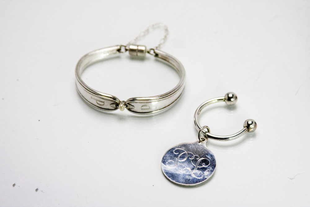 Silver Plate Bracelet and Key Chain