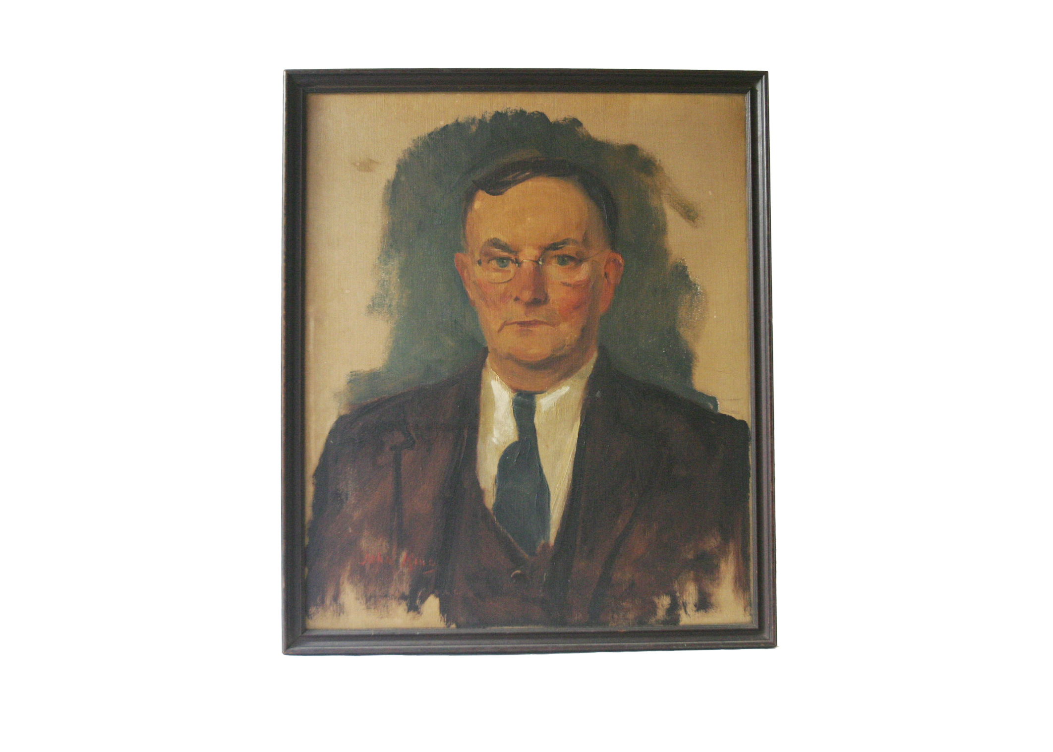 Circa 1930s L.S. Ayres Executive Oil on Canvas Portrait
