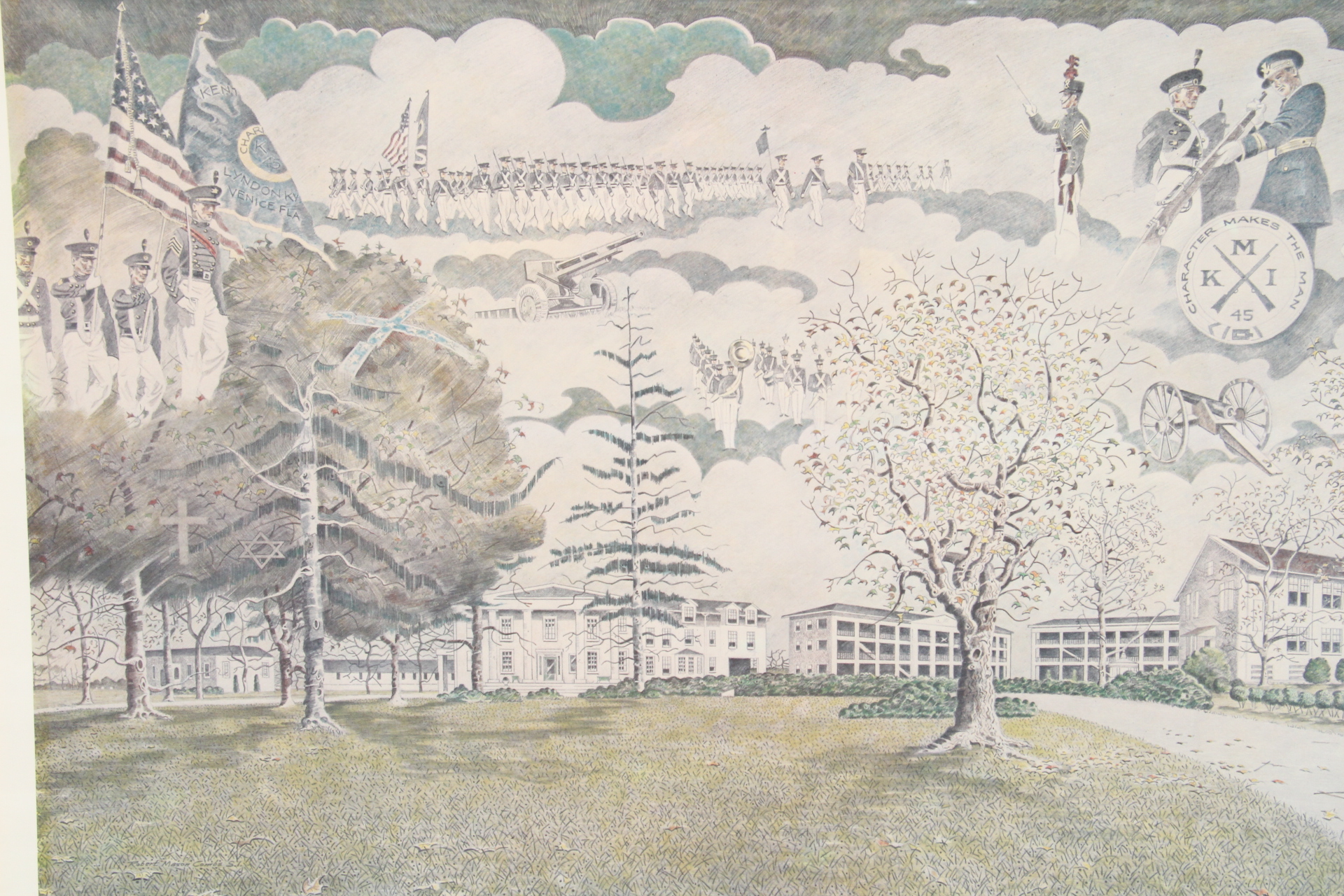 "Kentucky Military Institute" Offset Lithograph by Robert Combs